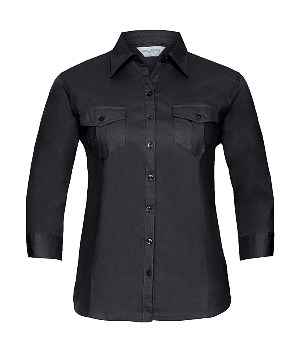 Camisa feminina de manga 3/4 com punho - 36 - Preto