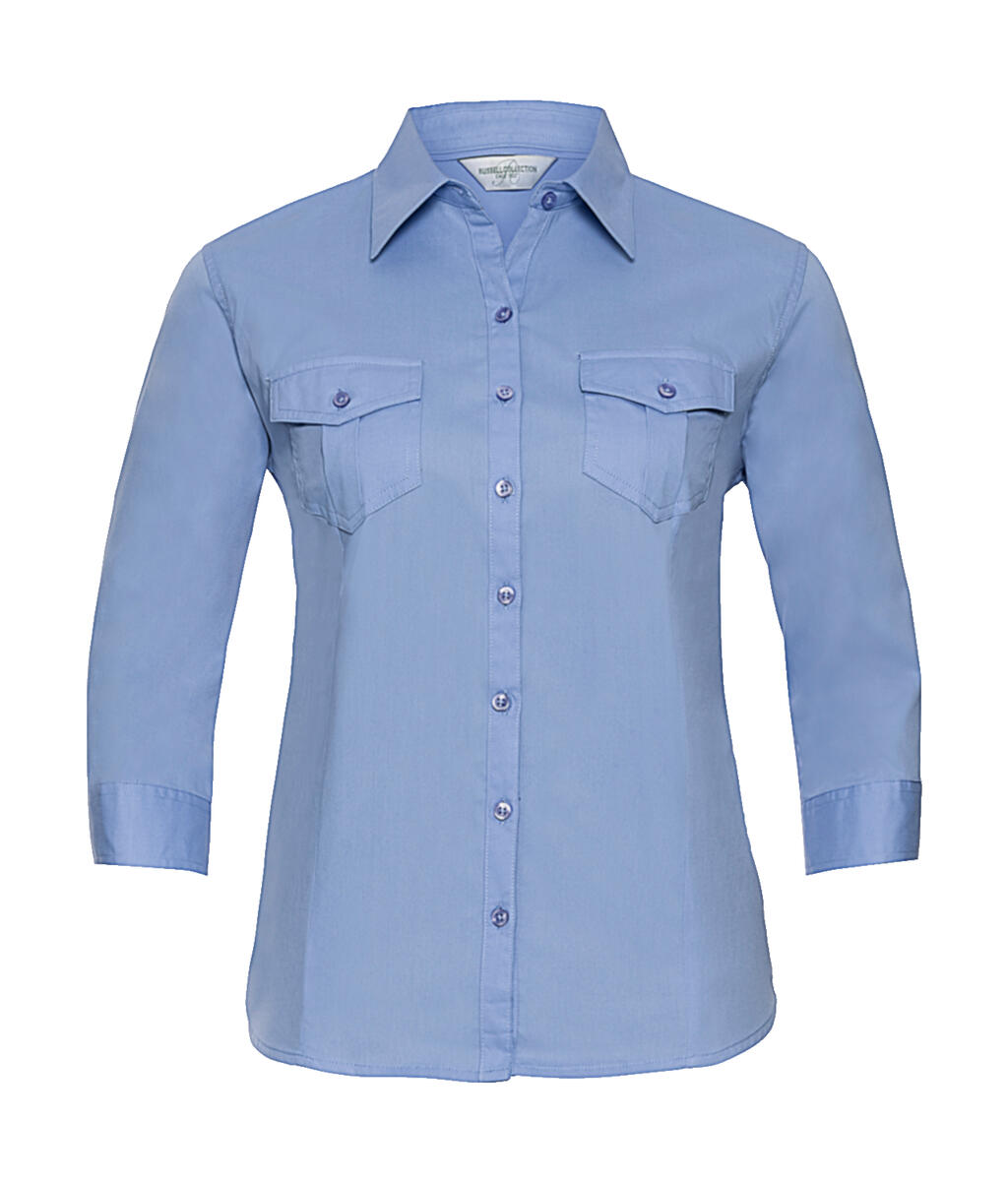 Camisa feminina de manga 3/4 com punho - BL - Azul