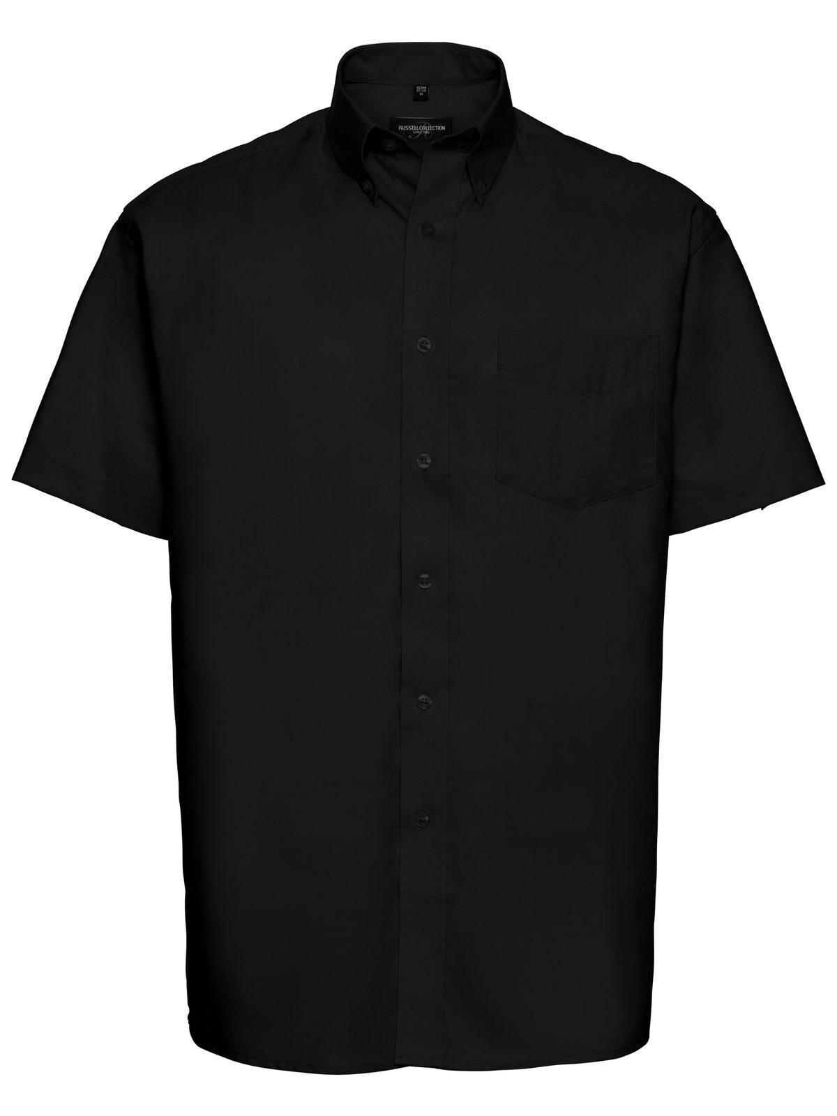 Camisa Oxford Clássica Masculina de Manga Curta - 36 - Preto