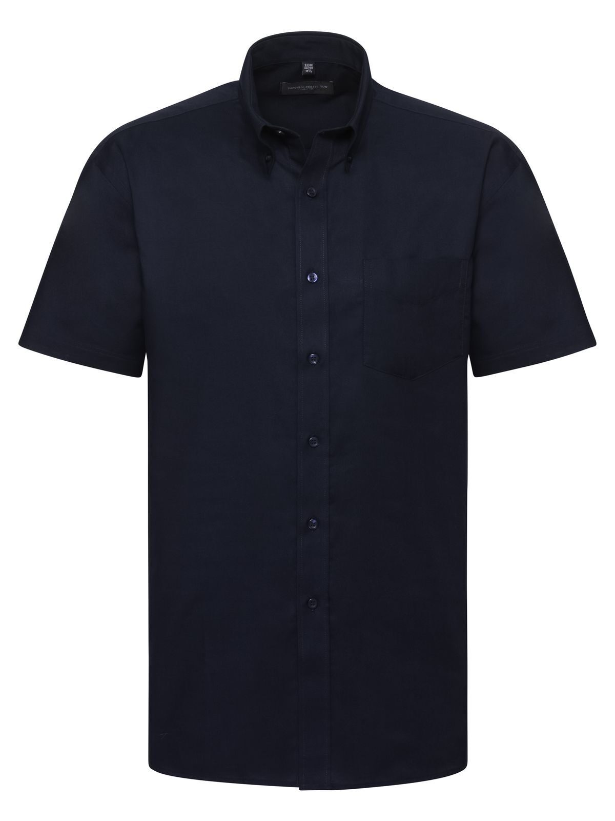 Camisa Oxford Clássica Masculina de Manga Curta - NB - Azul Marinho Claro/Azul Oxford/Branco