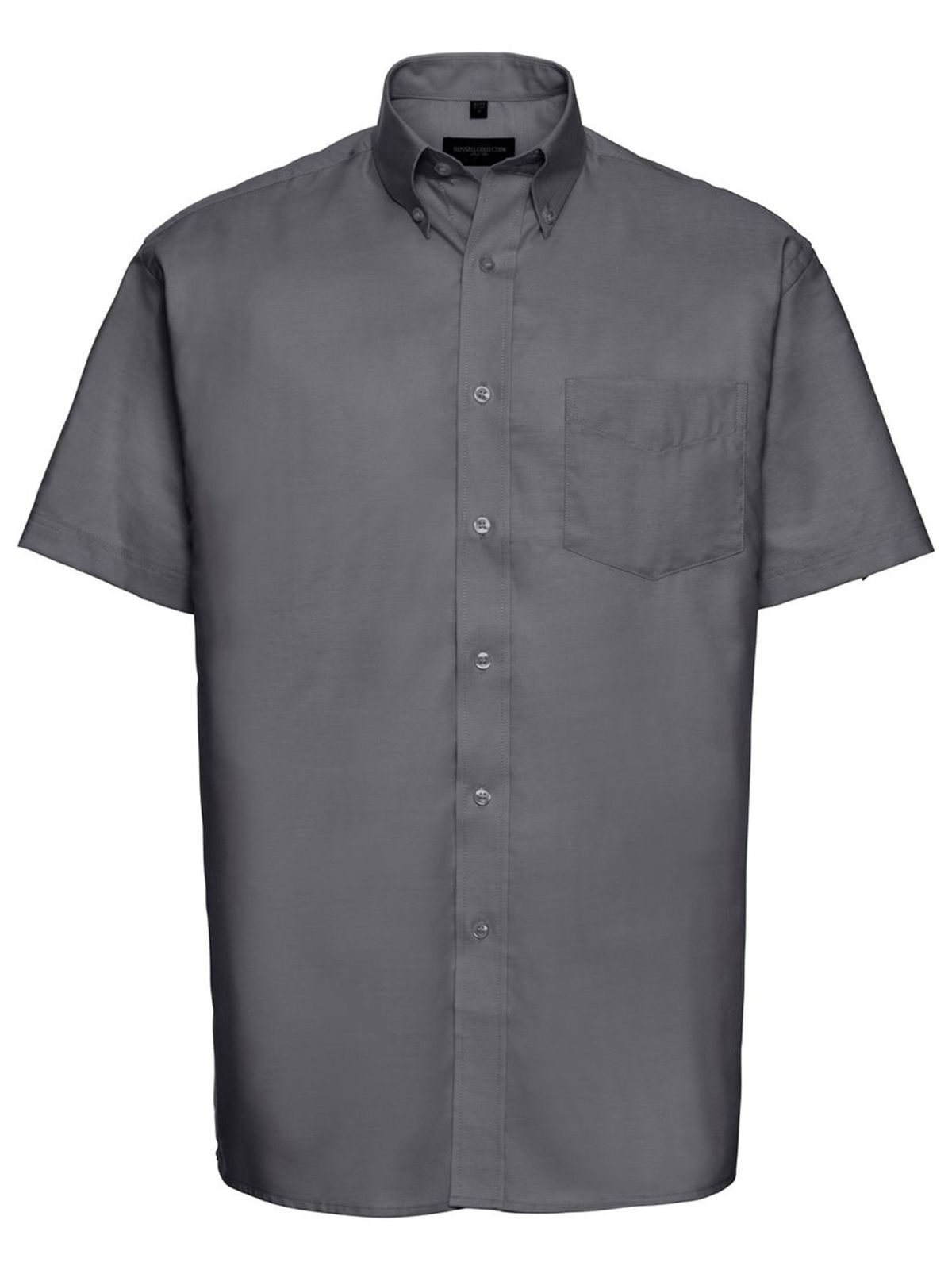 Camisa Oxford Clássica Masculina de Manga Curta - SI - Prata