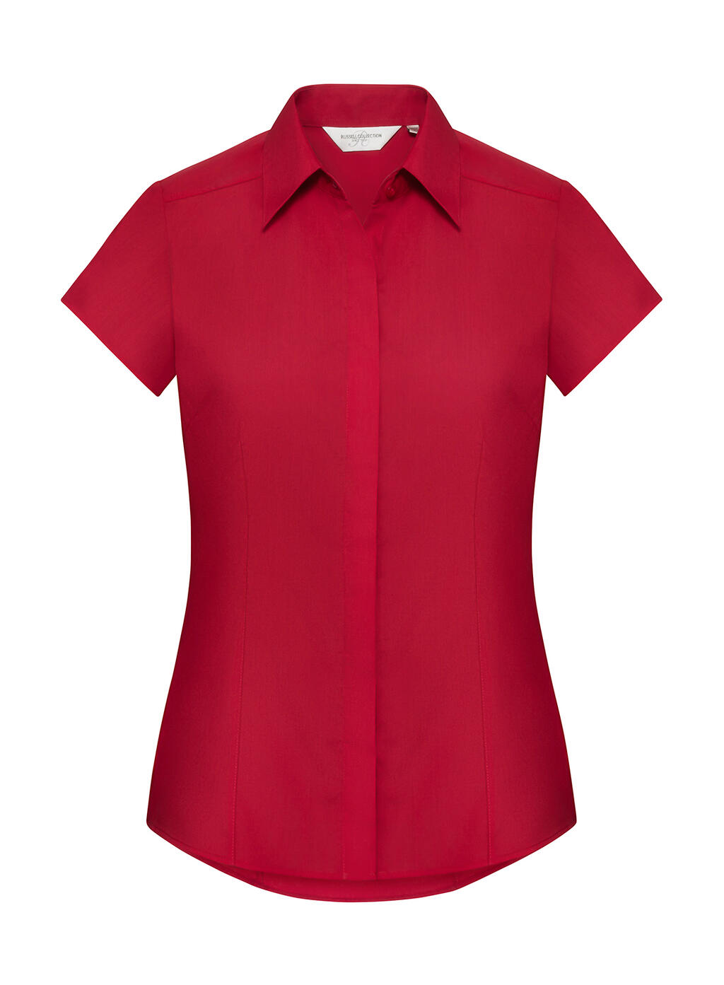 Camisa feminina de popeline de manga curta - CR - Vermelho clássico