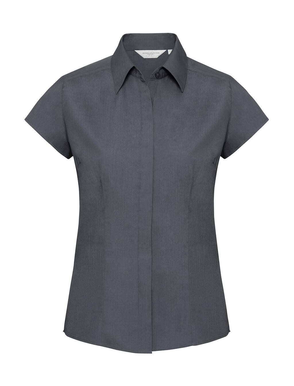 Camisa feminina de popeline de manga curta - CG - Convoy Grey