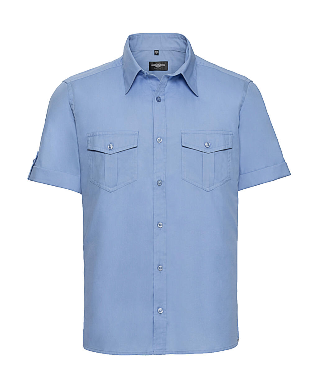 Camisa masculina de manga curta com punhos - BL - Azul