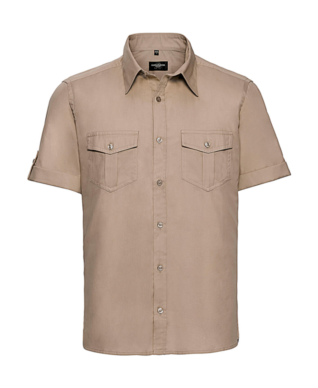 Camisa masculina de manga curta com punhos - 3M - Cáqui