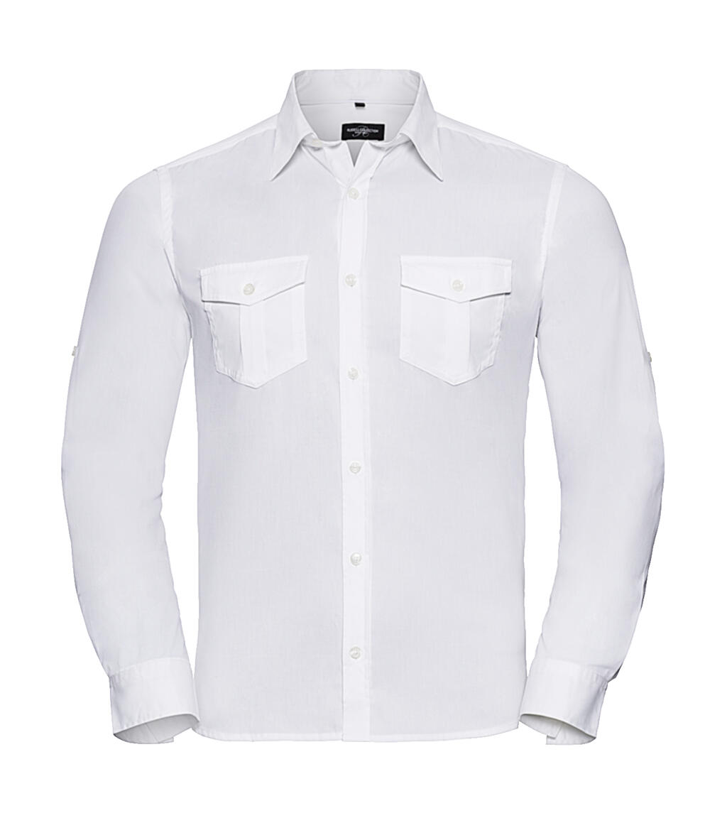 Camisa masculina de manga comprida com punhos - 30 - Branco