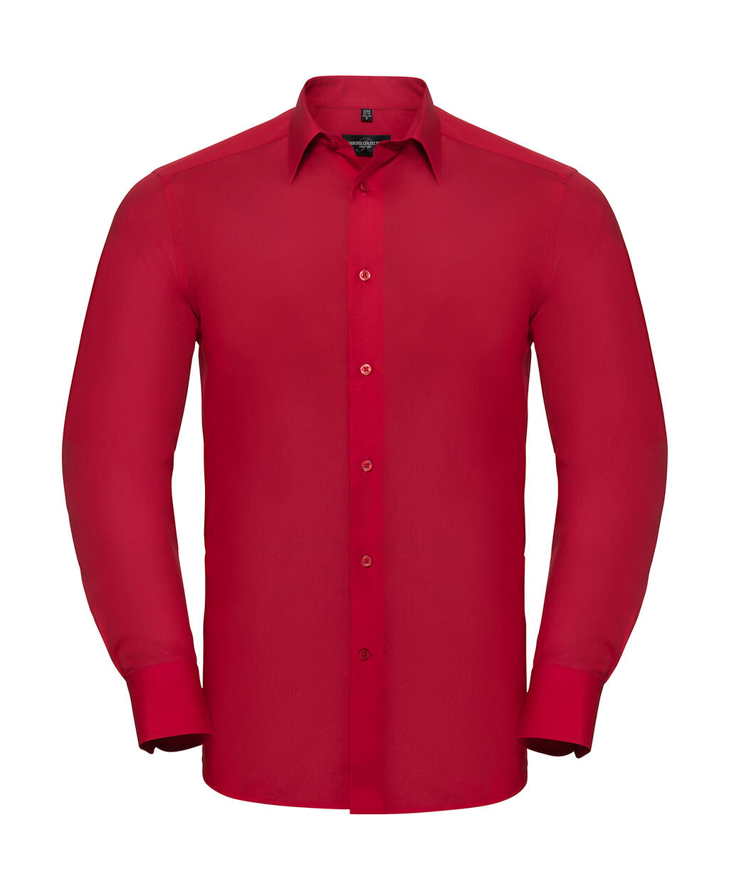 Camisa masculina de manga comprida em tecido popeline de algodão e poliéster com corte sob medida - 401 - Vermelho clássico