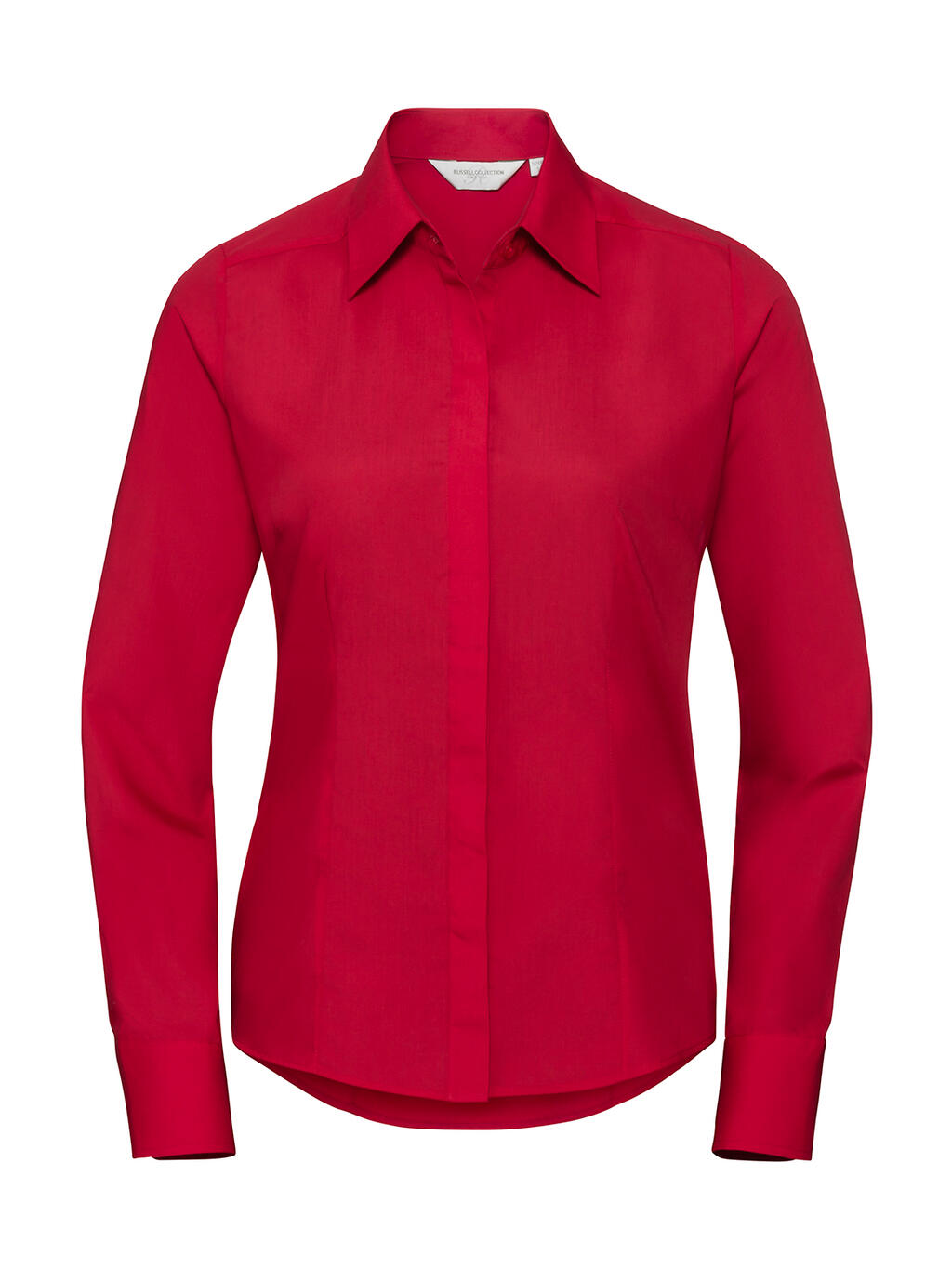 Camisa feminina de manga comprida ajustada em algodão e poliéster. - 401 - Vermelho clássico