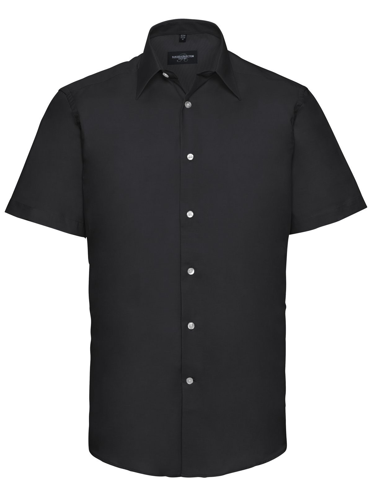Camisa Oxford masculina de manga curta e corte ajustado - 36 - Preto