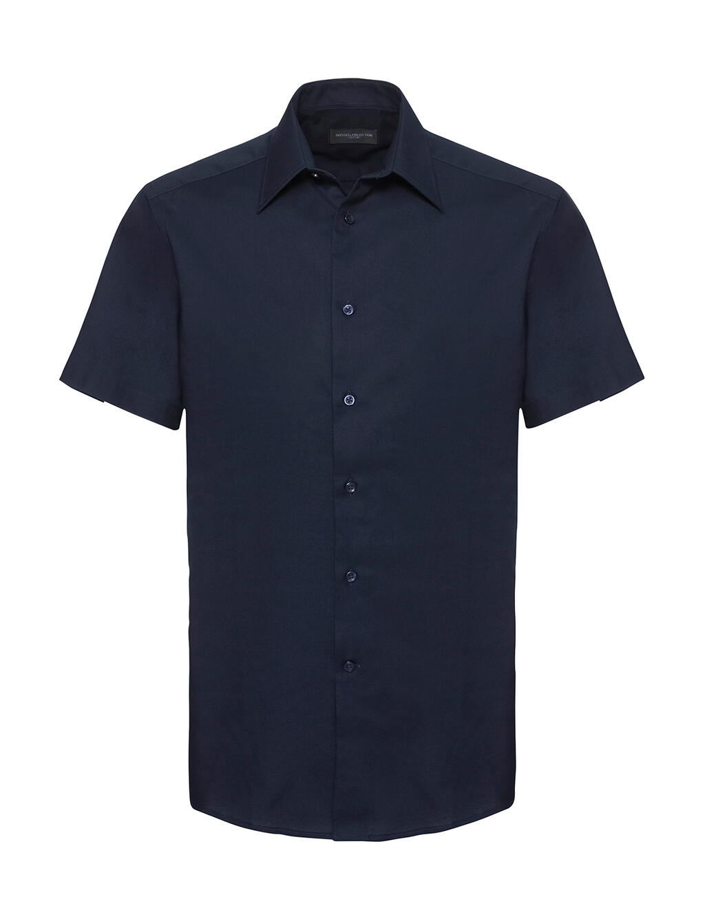 Camisa Oxford masculina de manga curta e corte ajustado - NB - Azul Marinho Brilhante
