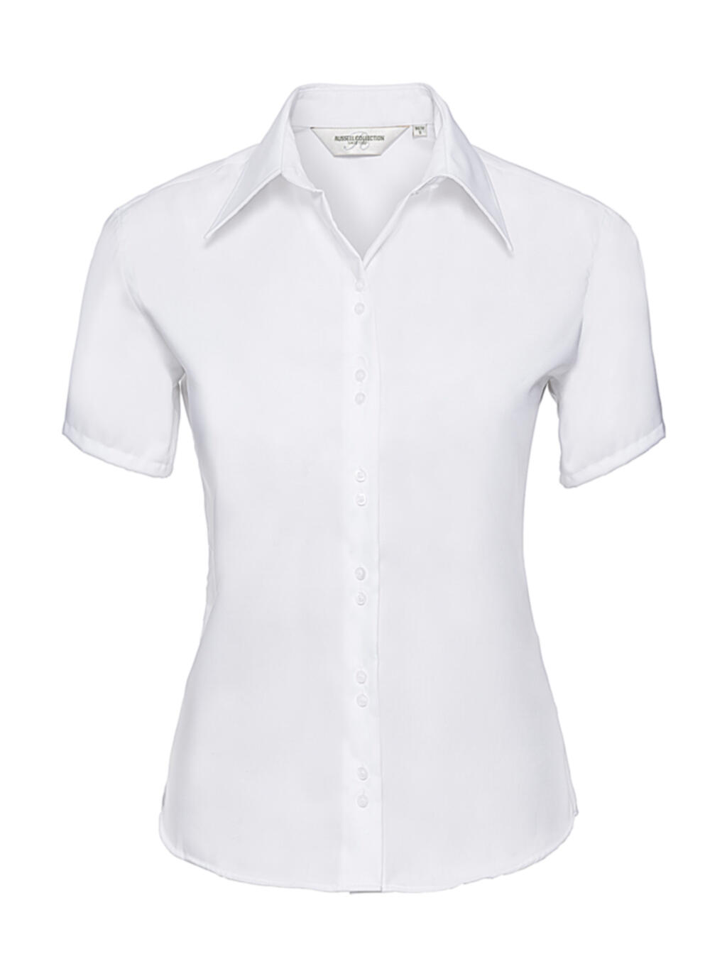 Camisa feminina de manga curta, modelo sob medida, que não precisa ser passada. - 000 - Branco