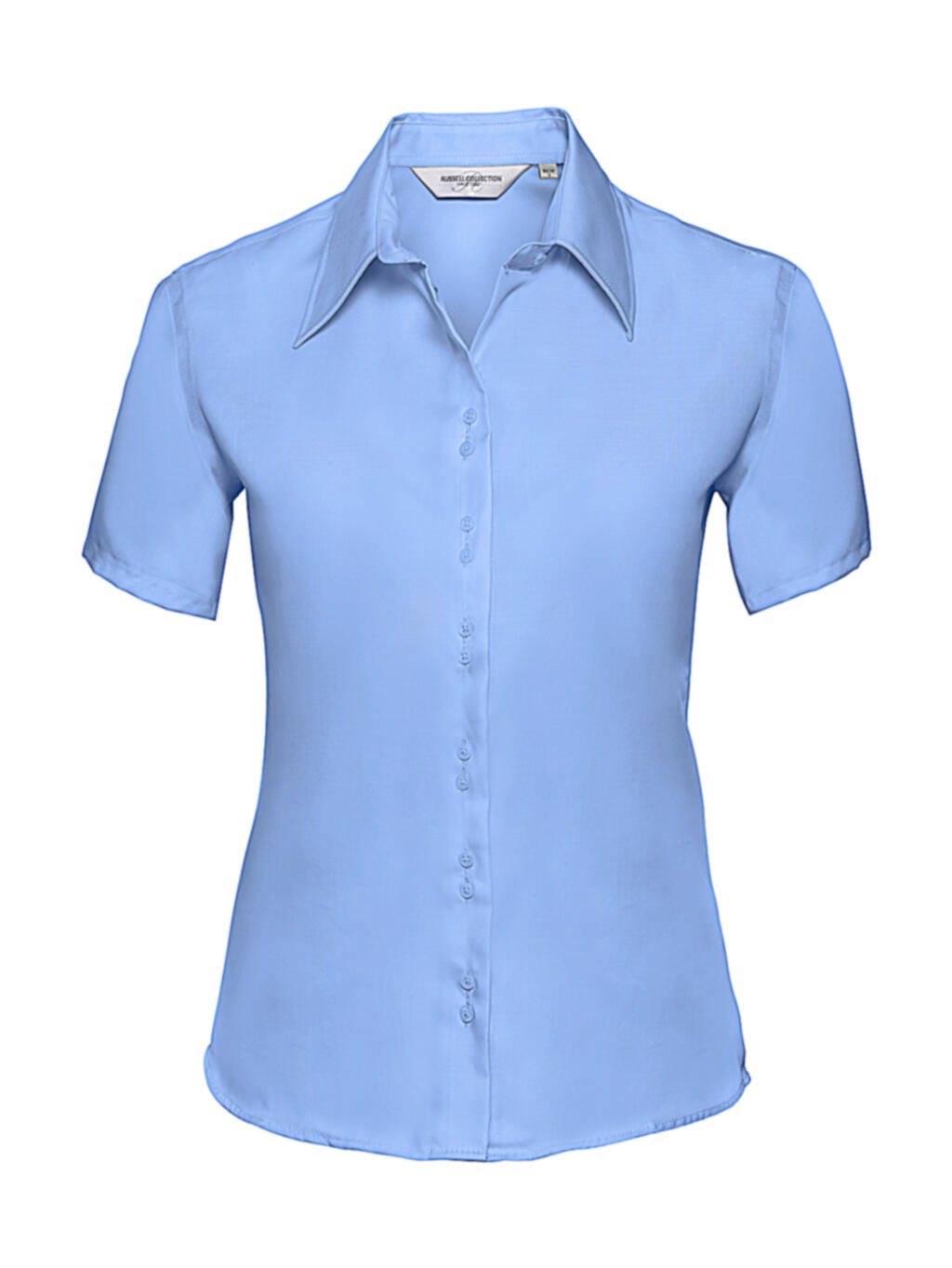 Camisa feminina de manga curta, modelo sob medida, que não precisa ser passada. - 310 - Céu claro