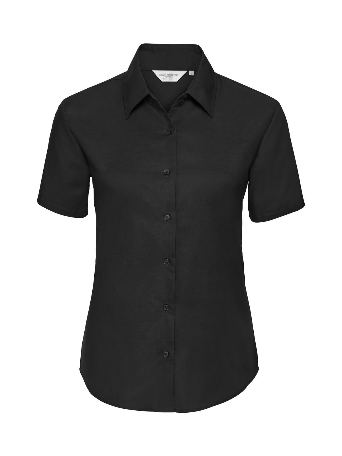Camisa Oxford feminina de manga curta e corte impecável - 36 - Preto