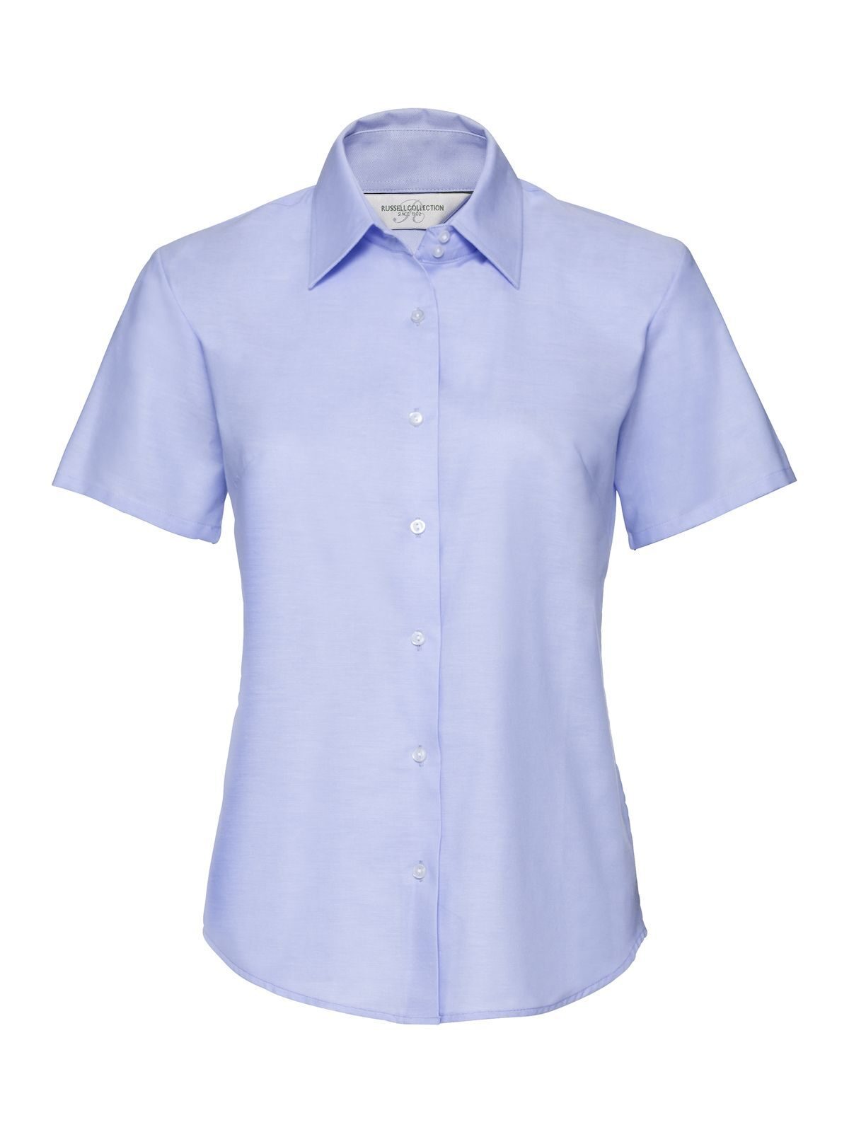 Camisa Oxford feminina de manga curta e corte impecável - OD - Azul Oxford