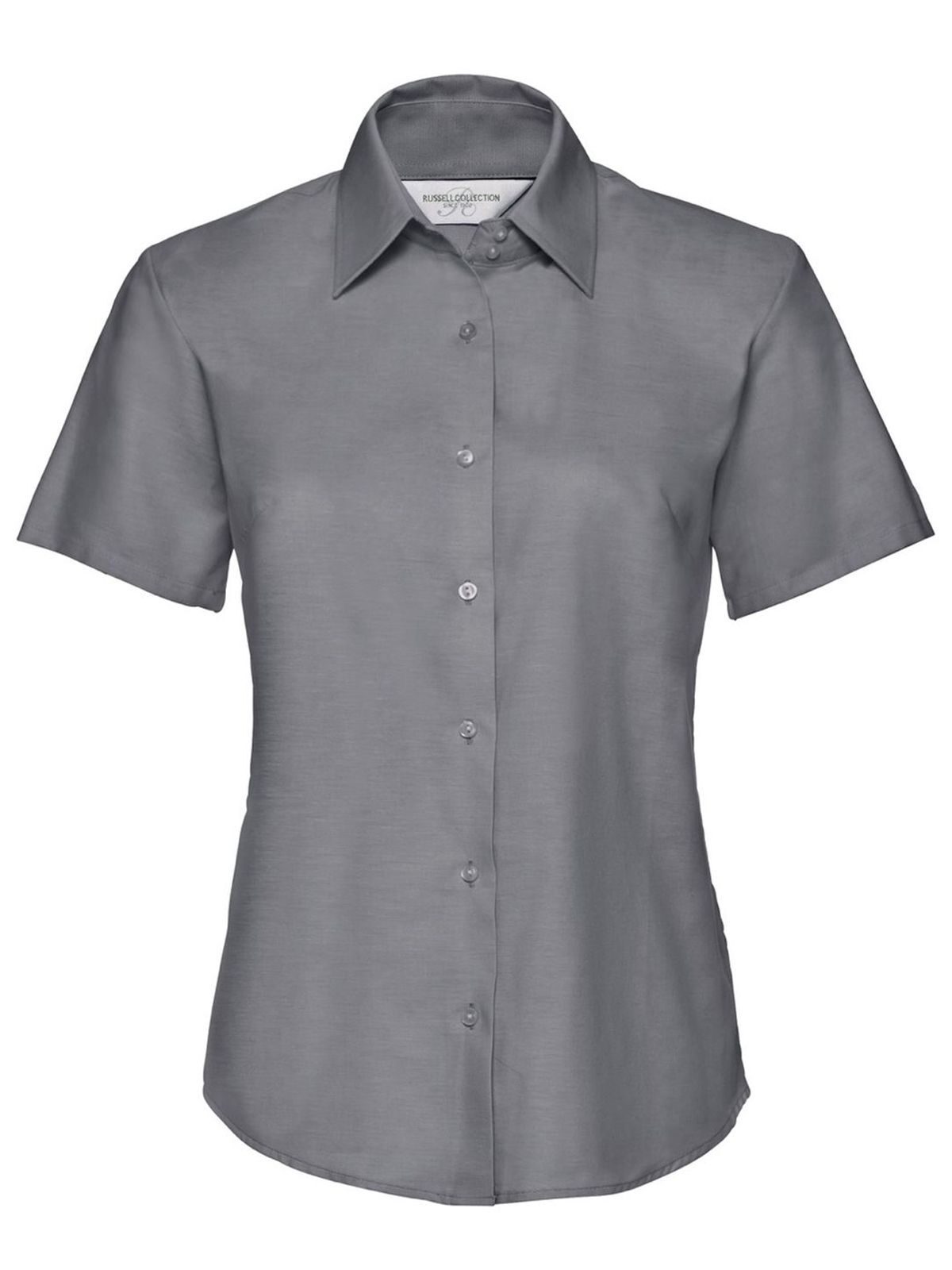 Camisa Oxford feminina de manga curta e corte impecável - SI - Prata