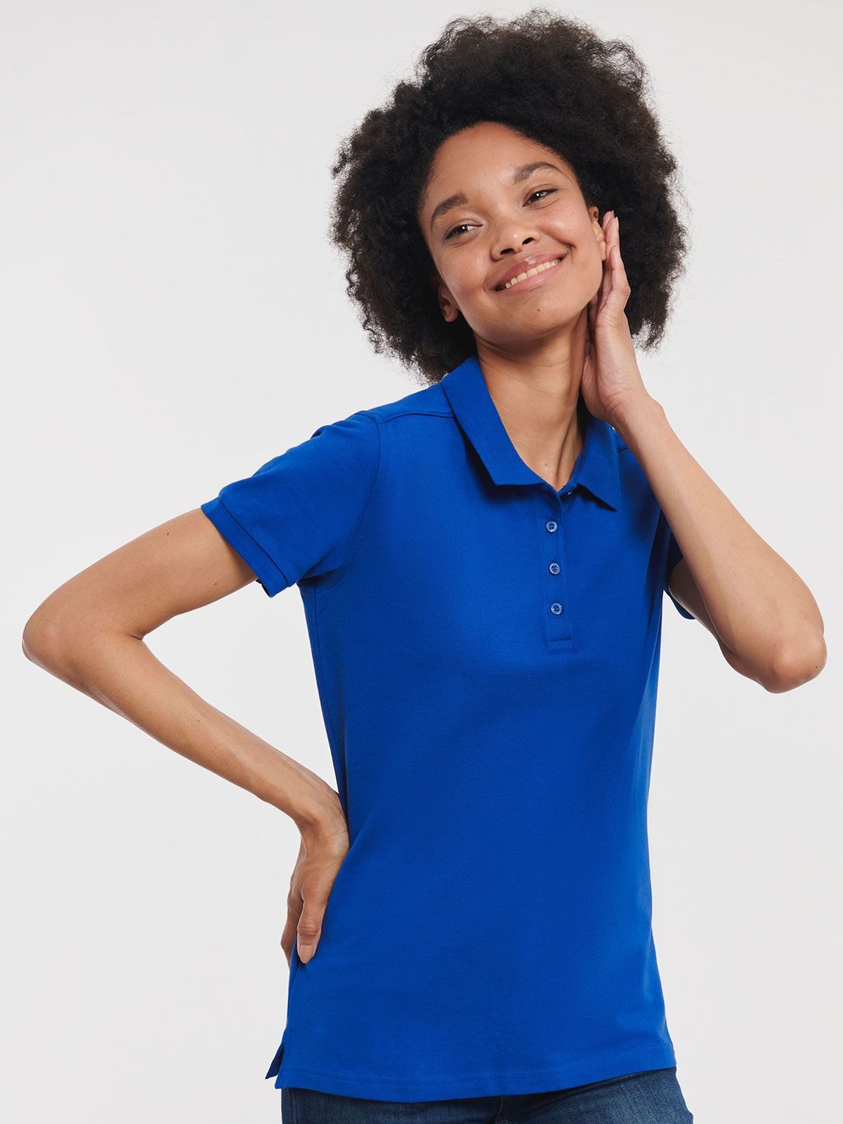 Polo feminino de alfaiataria com elastano