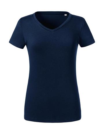 Camiseta feminina com decote em V, feita de material orgânico puro - FN - Marinha Francesa