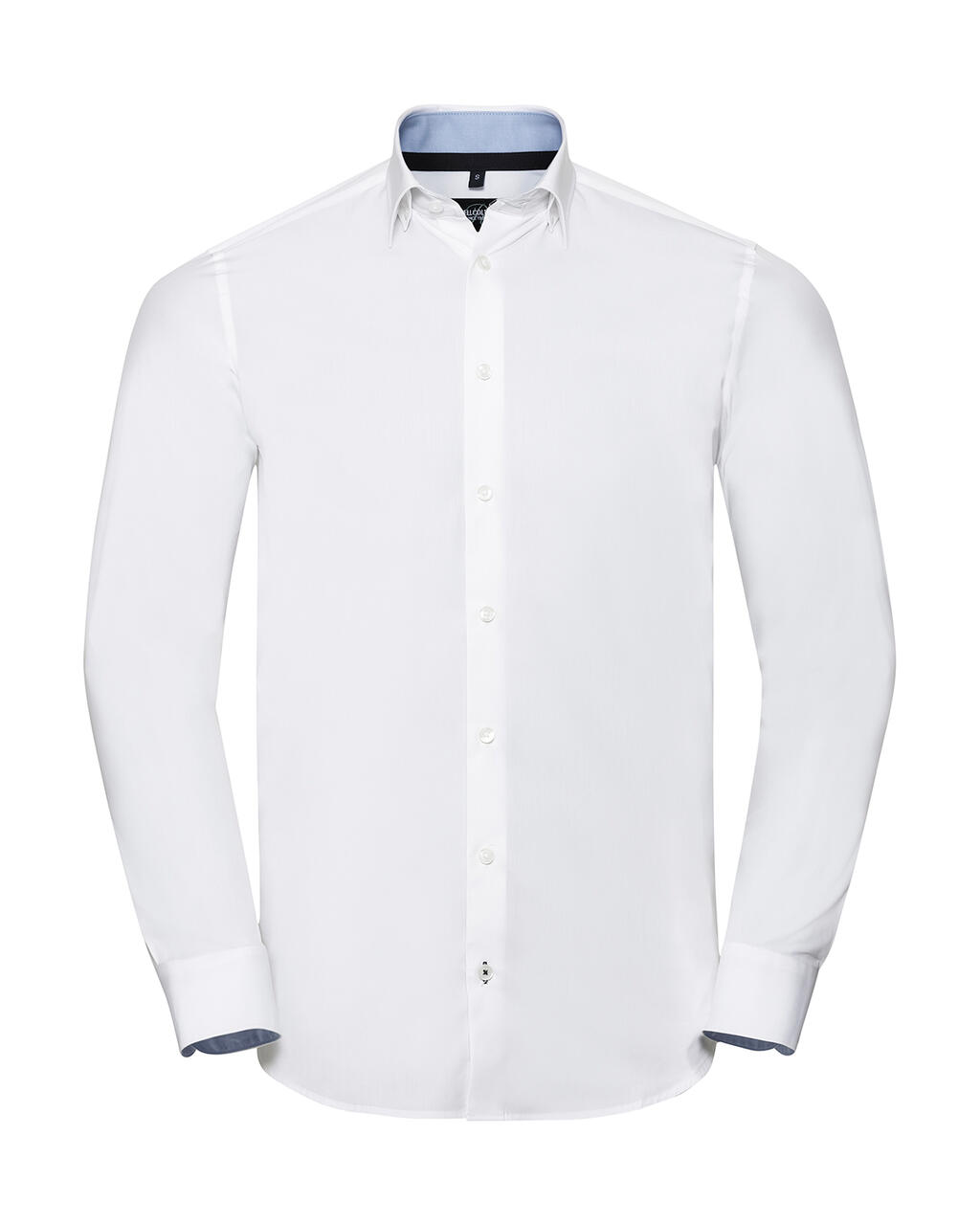 Camisa LS Tailored Contrast Ultimate Stretch - Branco/Azul Oxford/Azul Marinho Brilhante