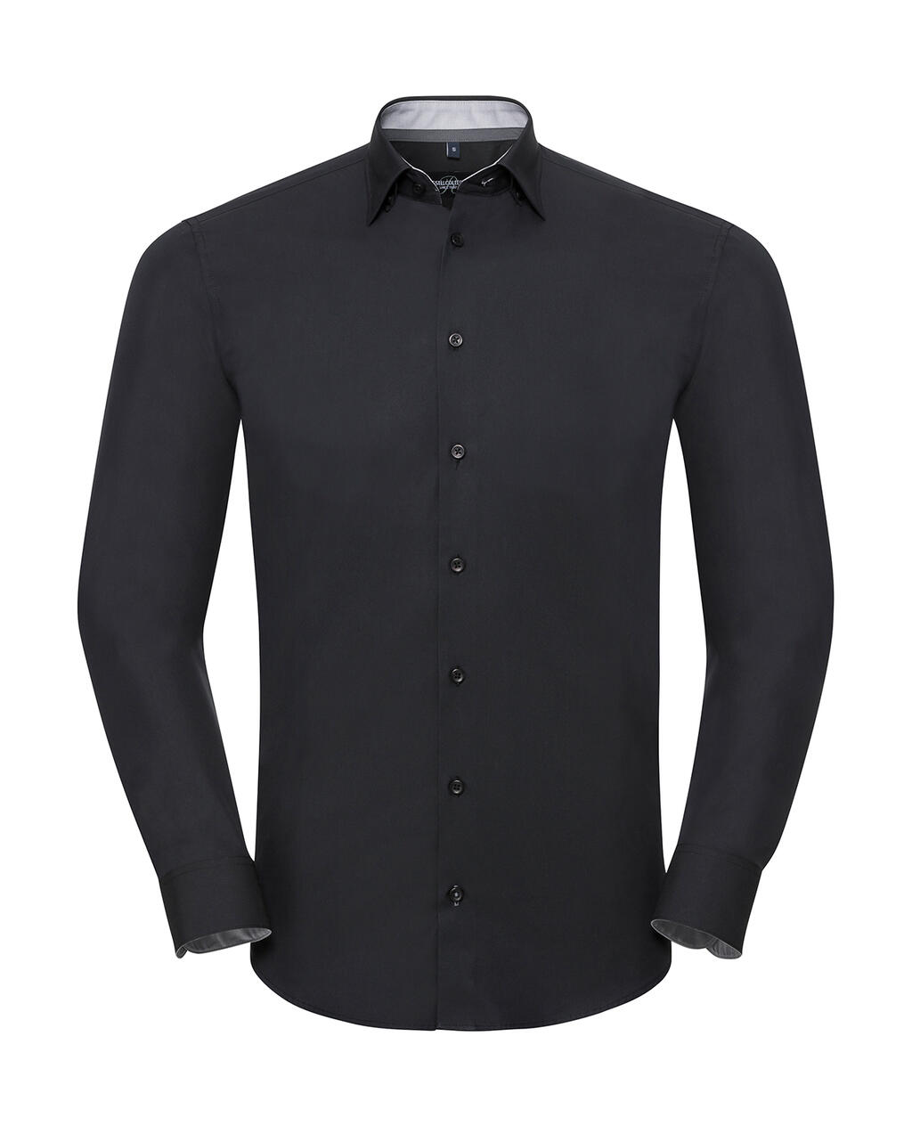 Camisa LS Tailored Contrast Ultimate Stretch - Preto/Cinza Oxford/Cinza Convoy