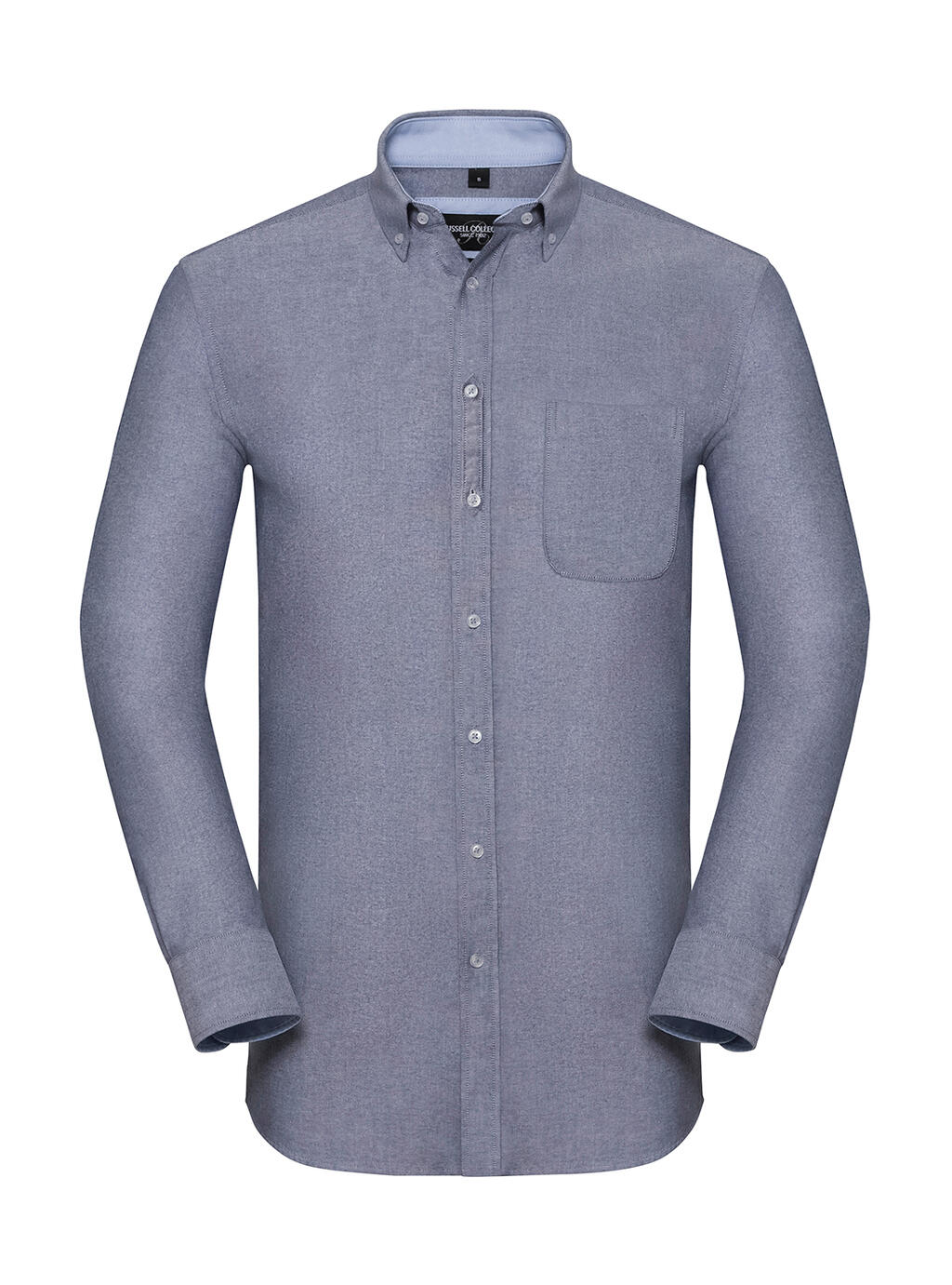 Camisa Oxford Lavada de Manga Longa - OO - Azul Marinho Oxford/Azul Oxford