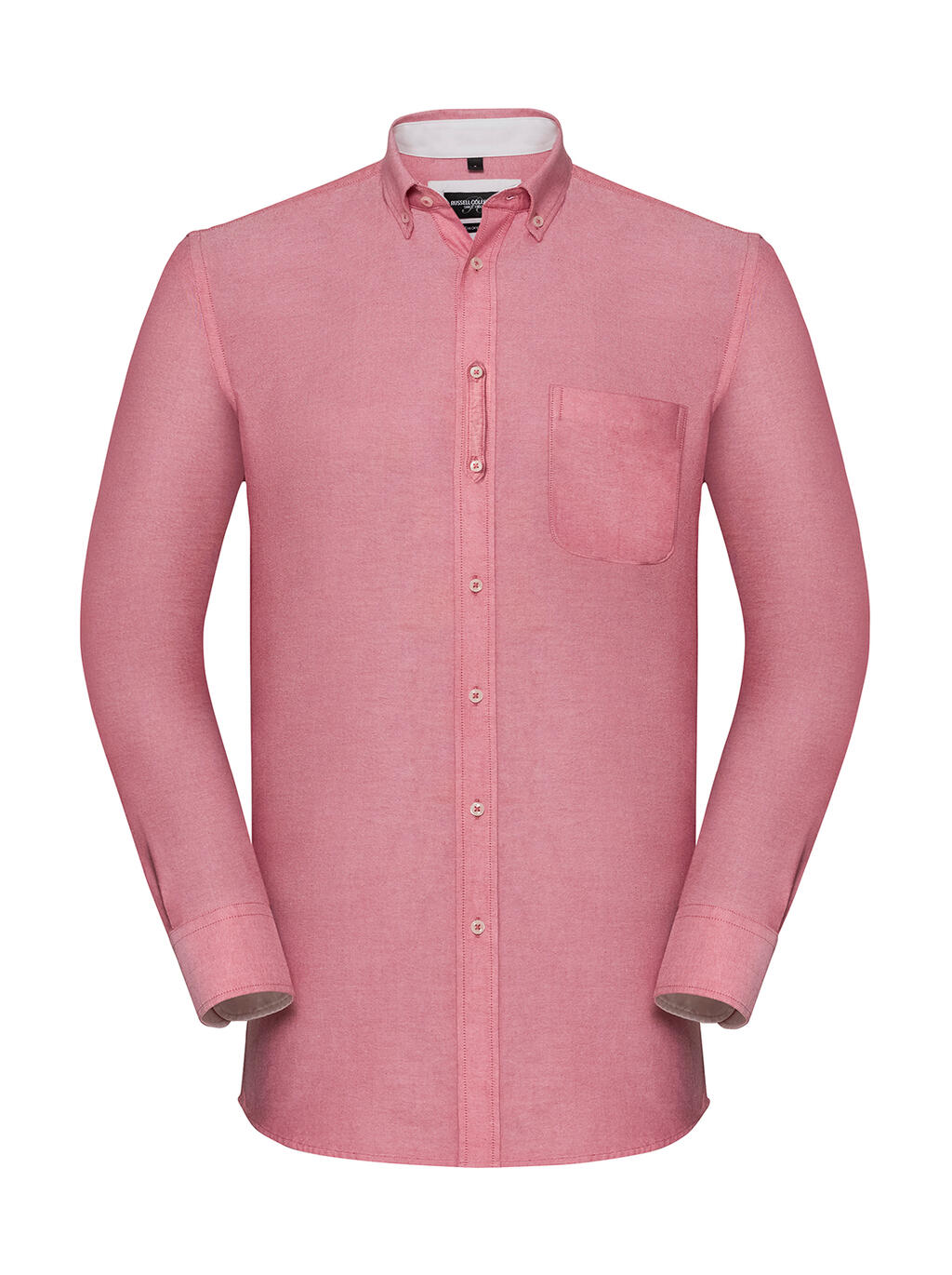 Camisa Oxford Lavada de Manga Longa - RE - Vermelho Oxford/Creme