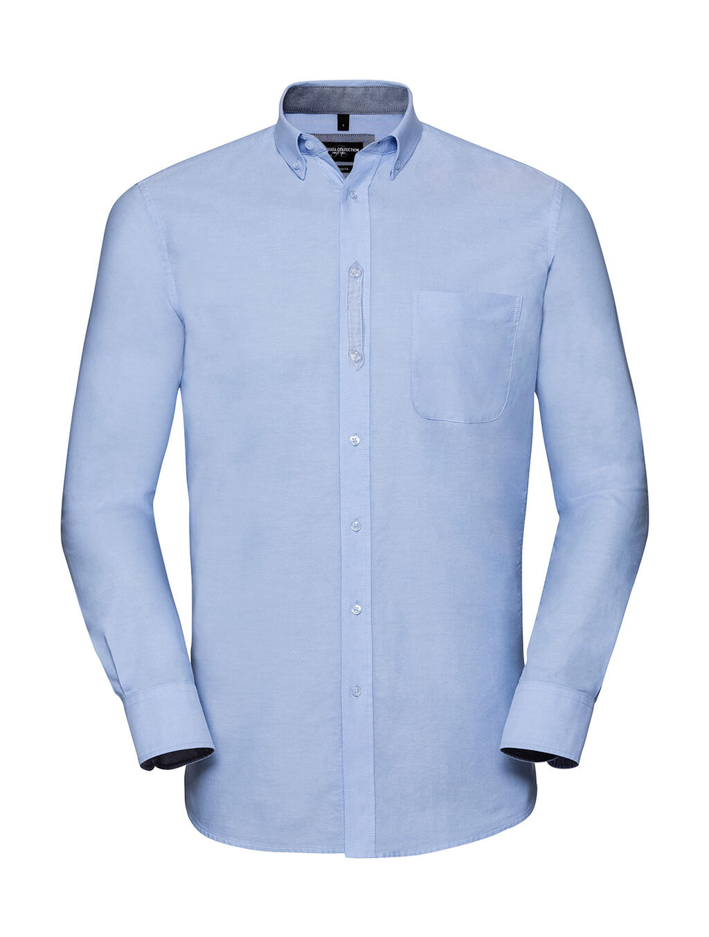 Camisa Oxford Lavada de Manga Longa - Azul Oxford/Azul Marinho Oxford