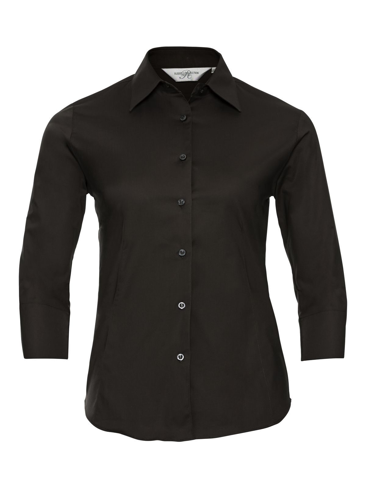 Camisa feminina clássica de manga comprida em algodão puro popeline. - CQ - Chocolate