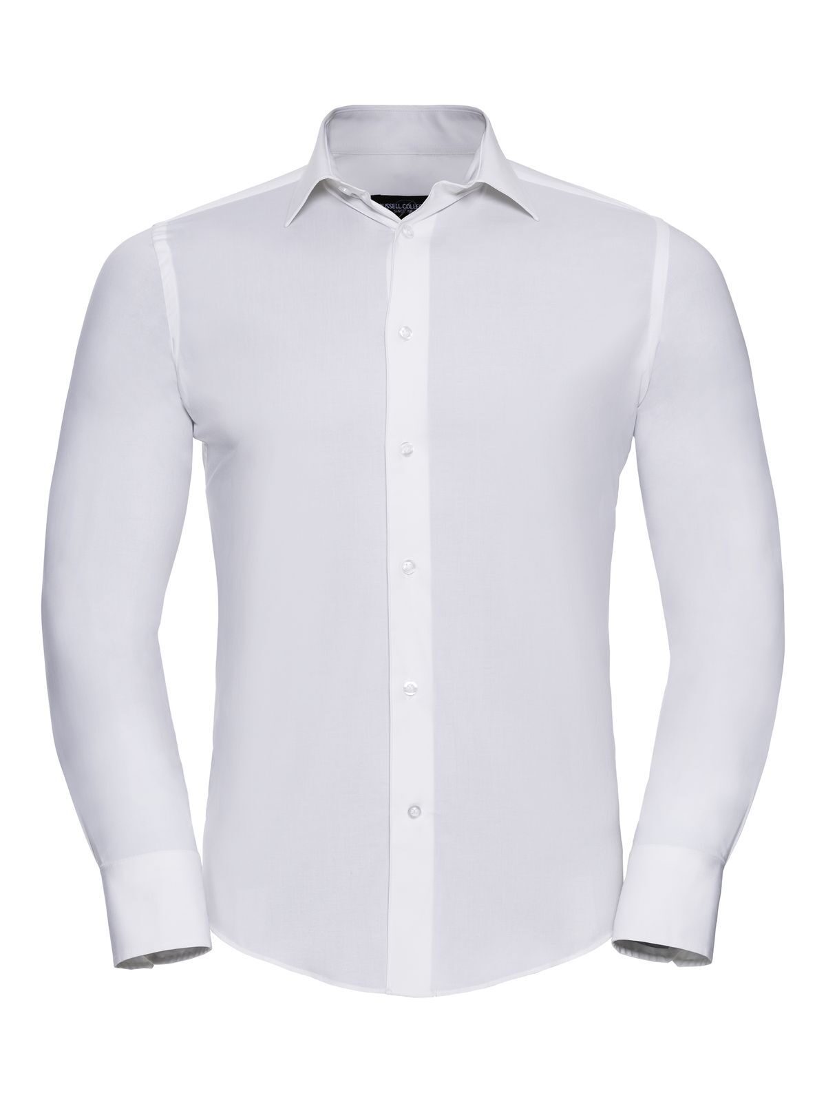 Camisa masculina de manga comprida com modelagem ajustada e tecido elástico - 30 - Branco