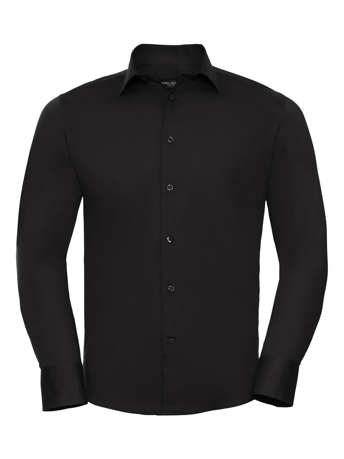 Camisa masculina de manga comprida com modelagem ajustada e tecido elástico - 36 - Preto
