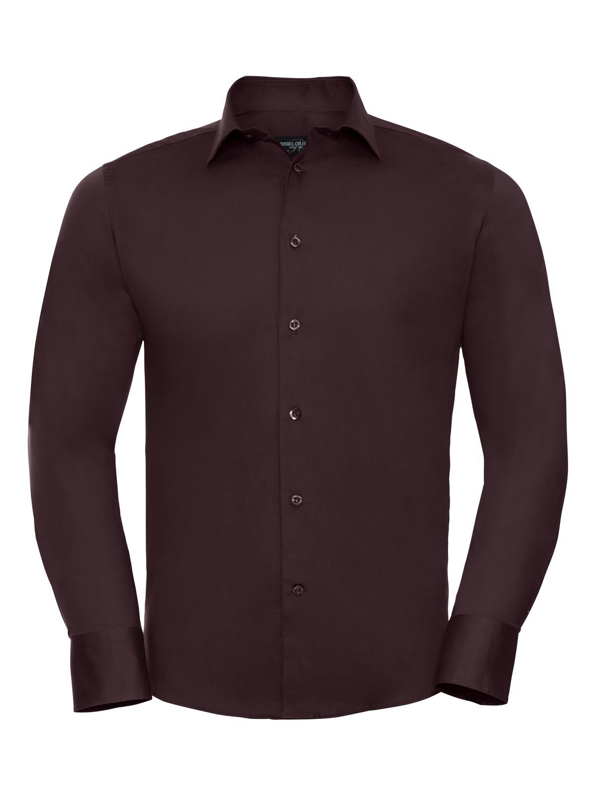 Camisa masculina de manga comprida com modelagem ajustada e tecido elástico - PT - Porta