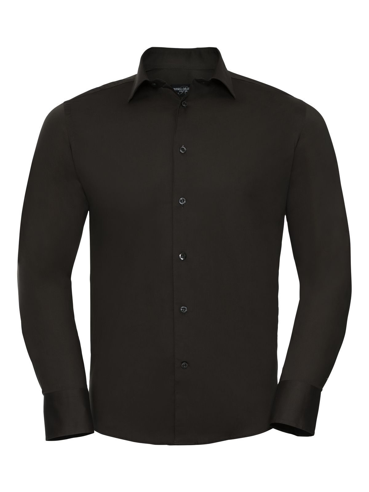 Camisa masculina de manga comprida com modelagem ajustada e tecido elástico - CQ - Chocolate