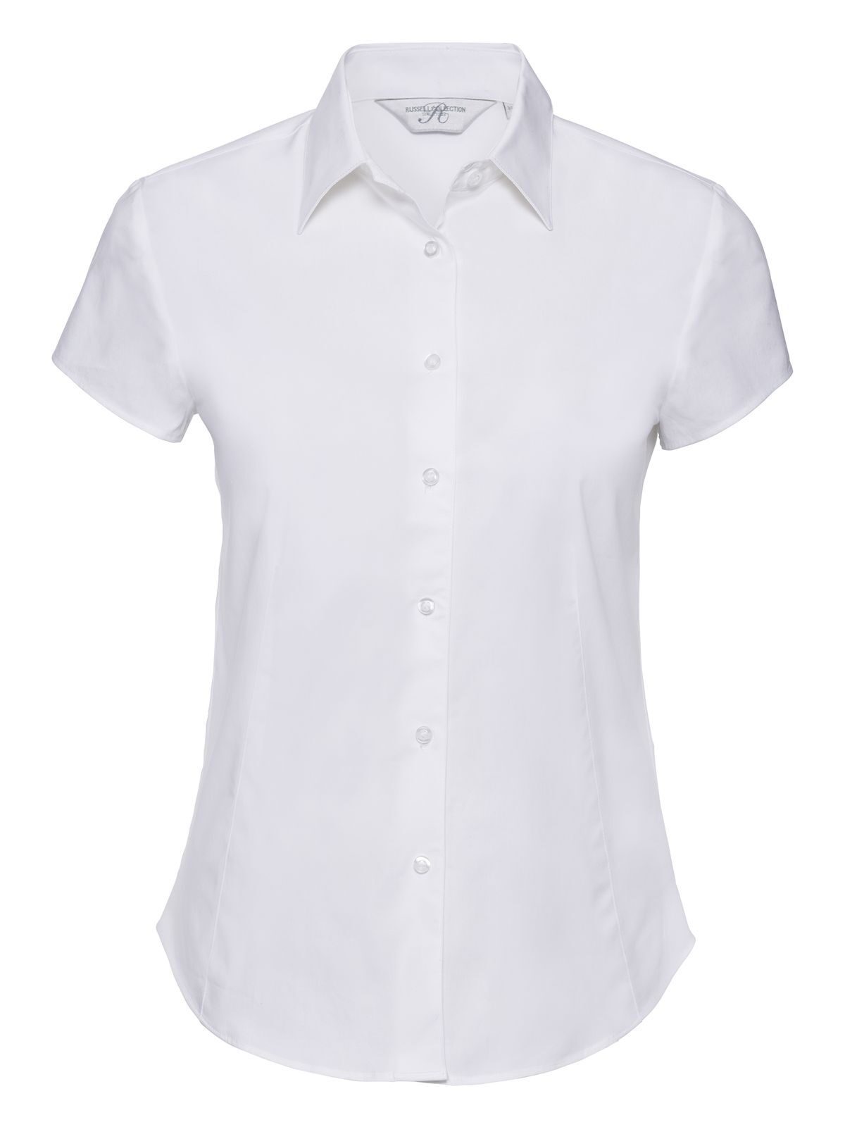 Camisa feminina de manga curta, fácil de cuidar e com modelagem ajustada. - 30 - Branco