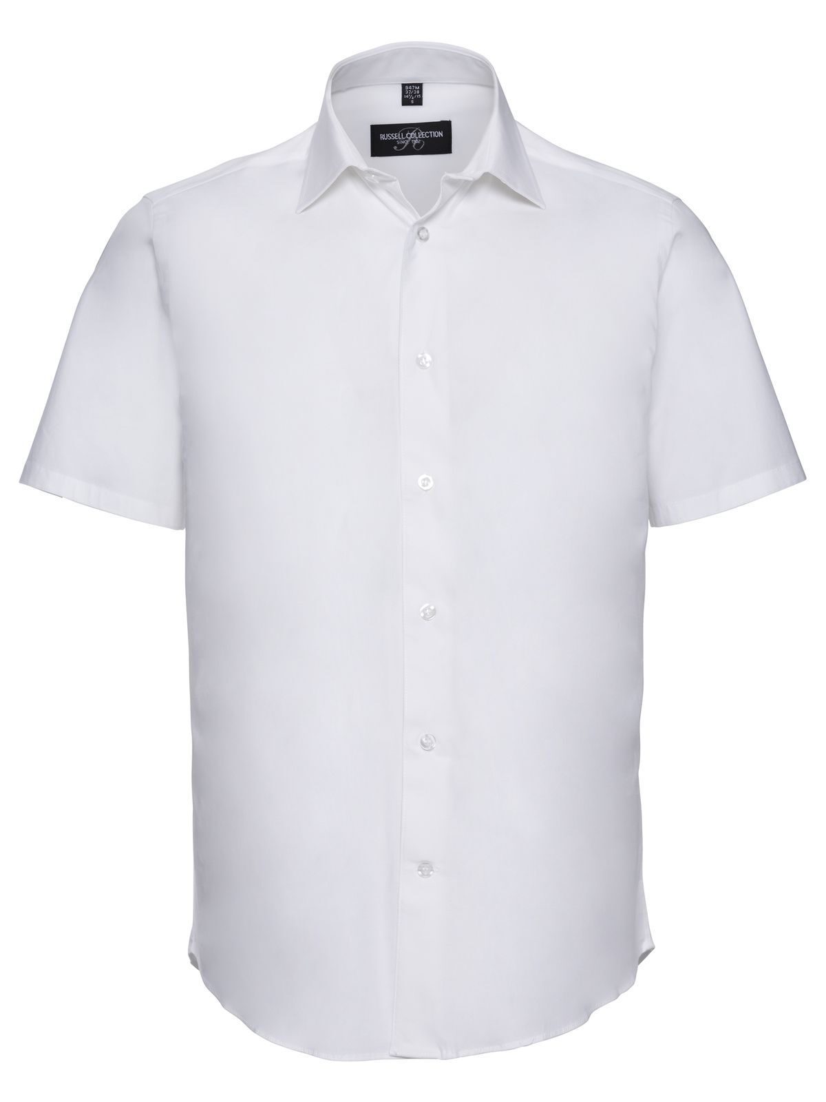 Camisa masculina de manga curta, ajustada e com elastano - 30 - Branco