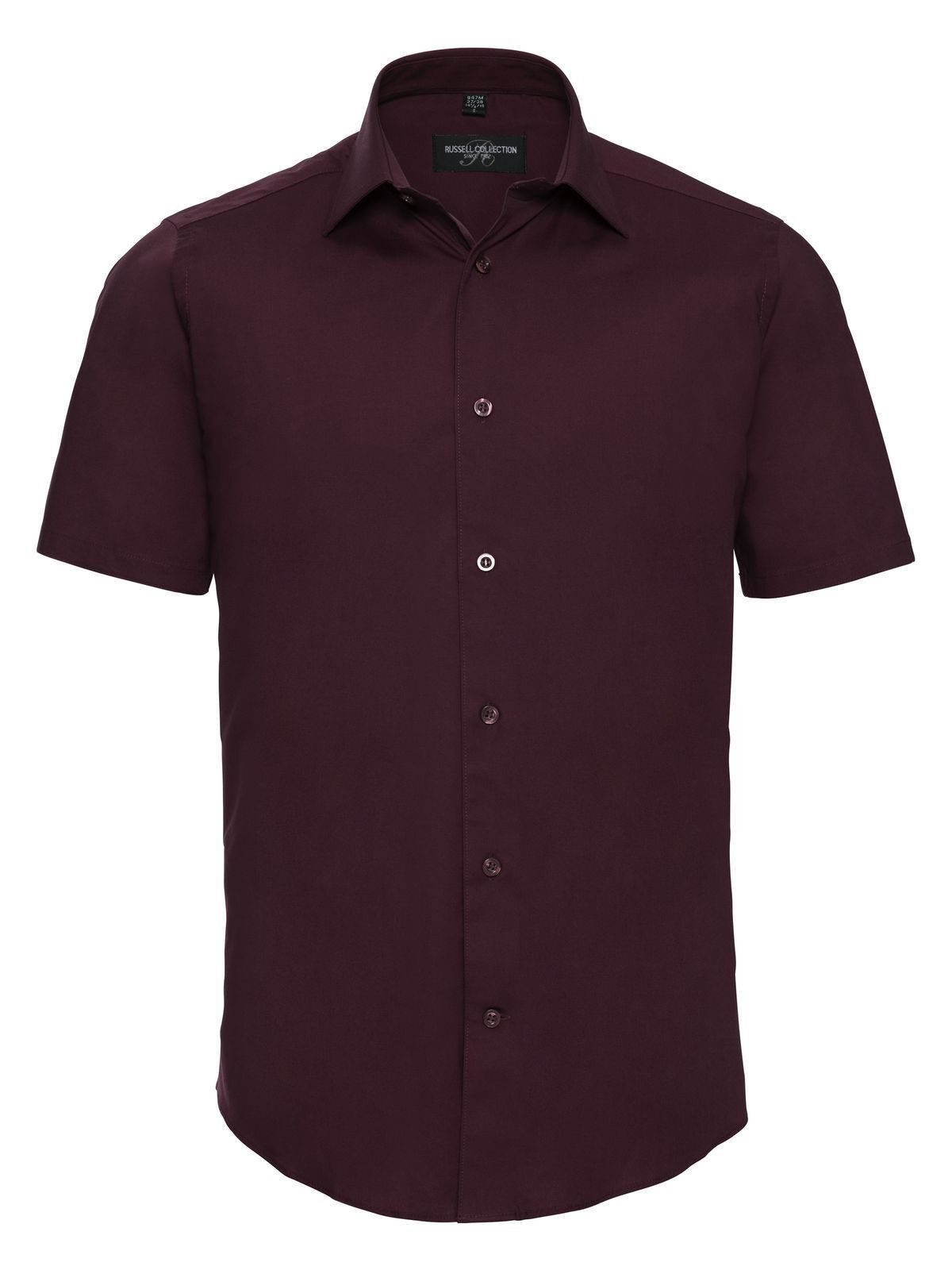 Camisa masculina de manga curta, ajustada e com elastano - PT - Porta
