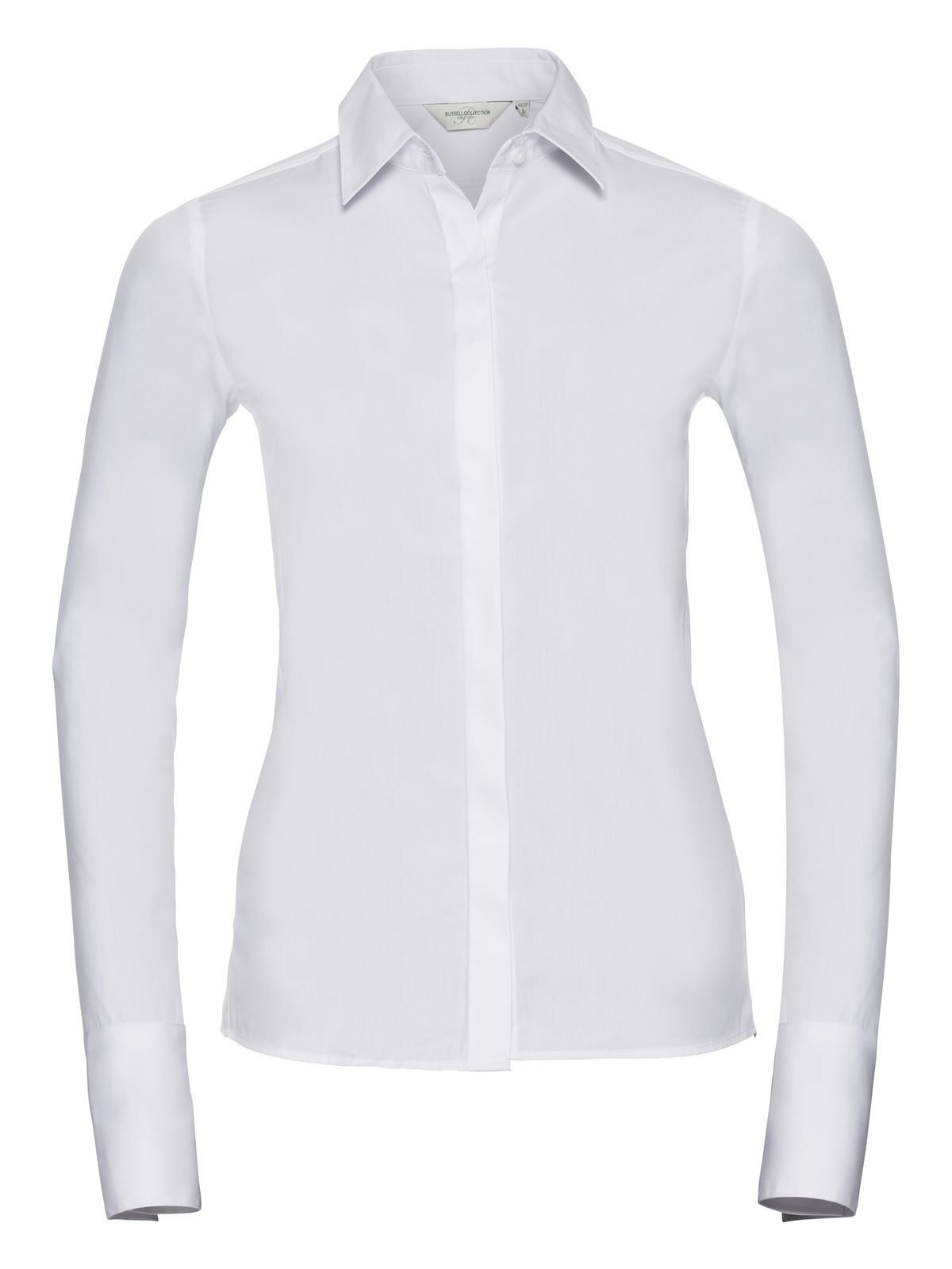 Camisa feminina de manga comprida com modelagem ajustada e tecido ultra elástico - 30 - Branco