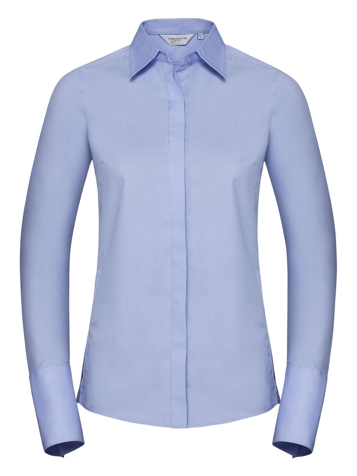 Camisa feminina de manga comprida com modelagem ajustada e tecido ultra elástico - BZ - Céu claro