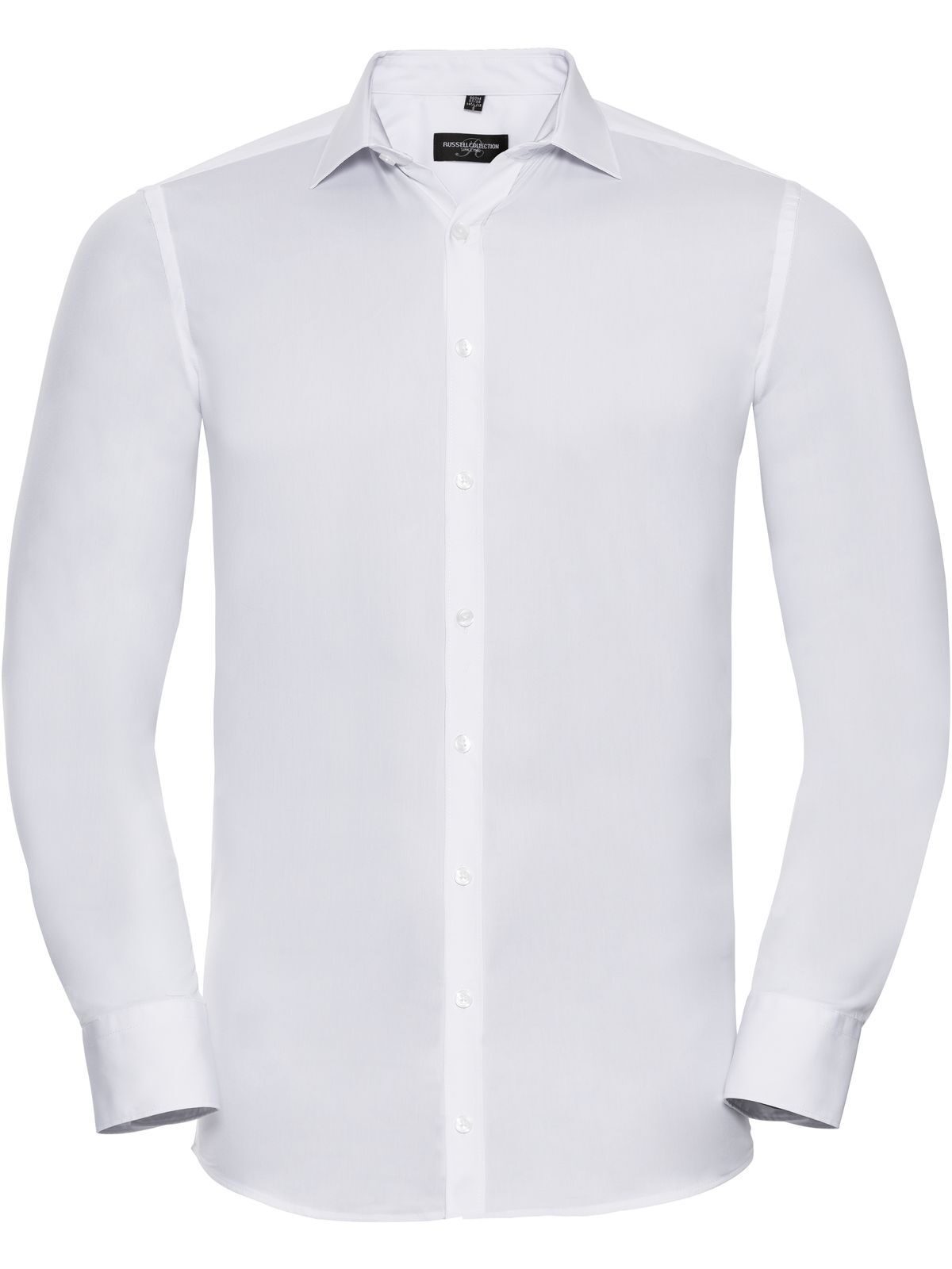 Camisa masculina de manga comprida com modelagem ajustada e tecido ultra elástico. - 30 - Branco