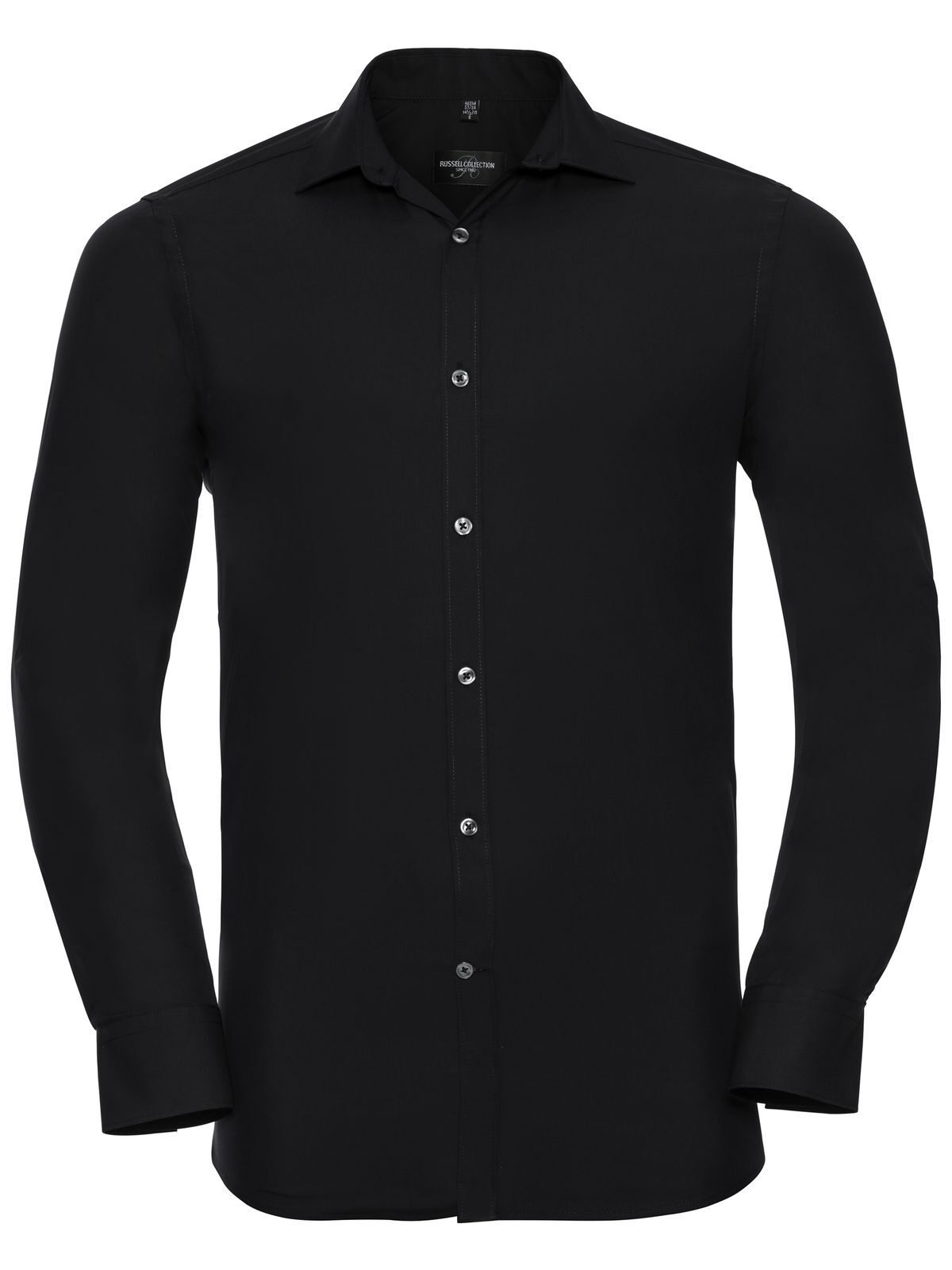 Camisa masculina de manga comprida com modelagem ajustada e tecido ultra elástico. - 36 - Preto