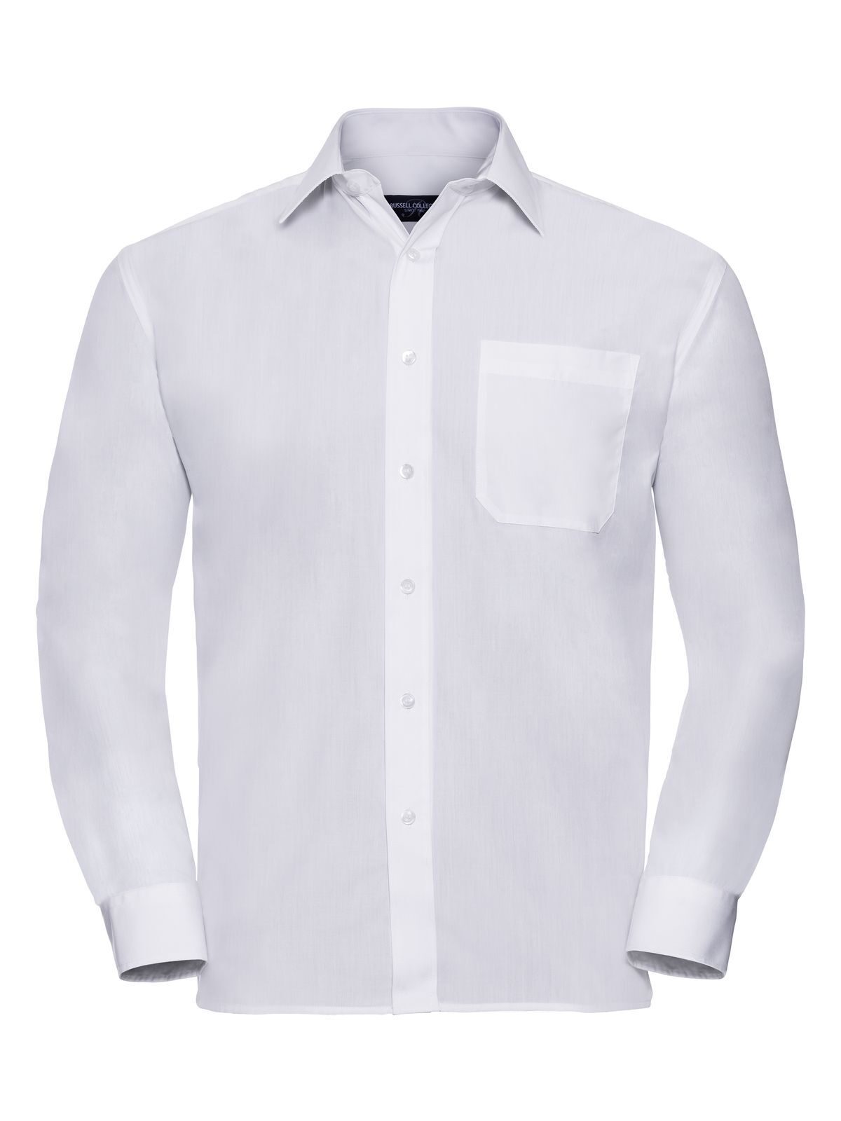 Camisa masculina clássica de manga comprida em algodão e poliéster. - 30 - Branco