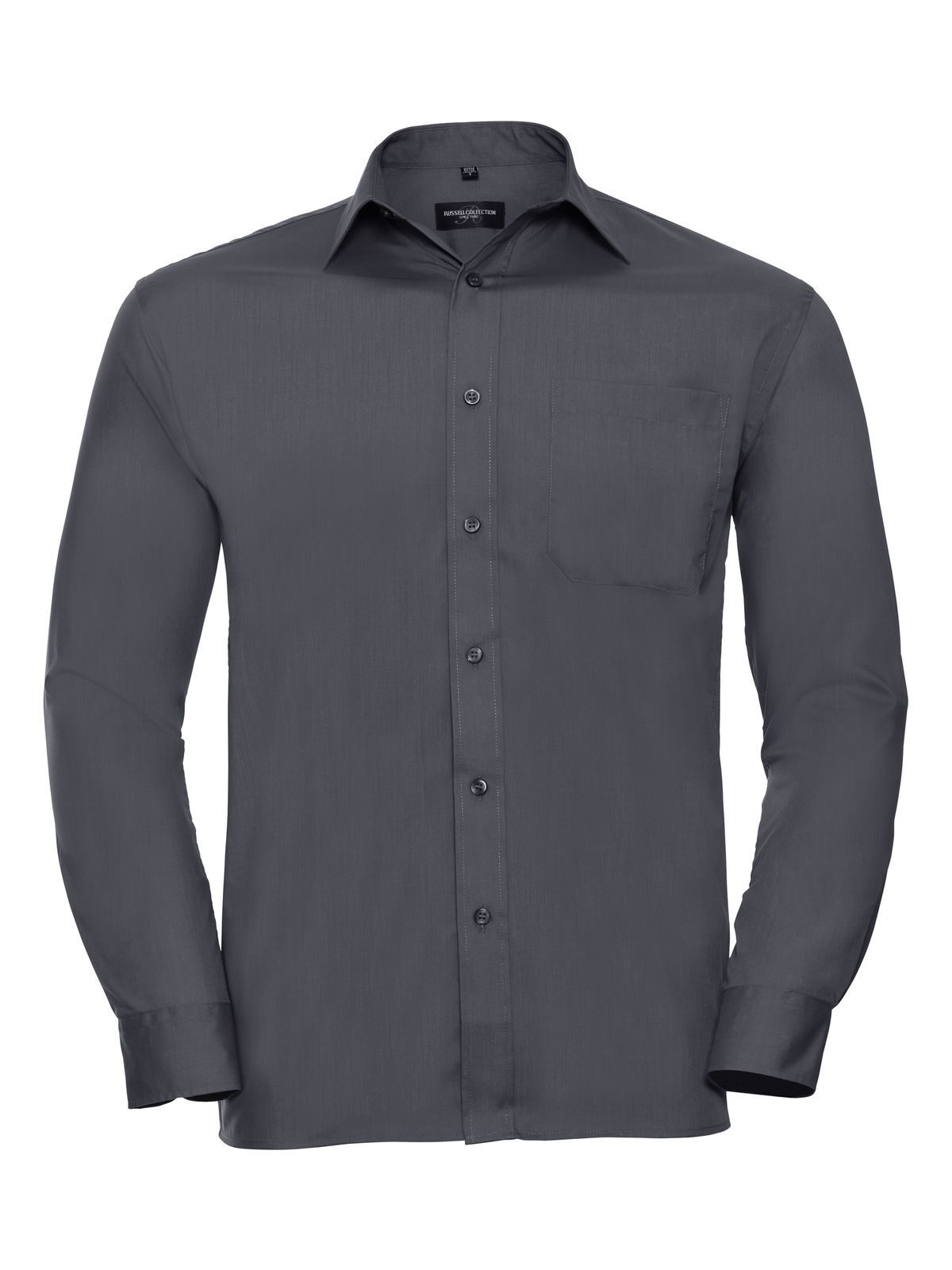 Camisa masculina clássica de manga comprida em algodão e poliéster. - CG - Convoy Grey