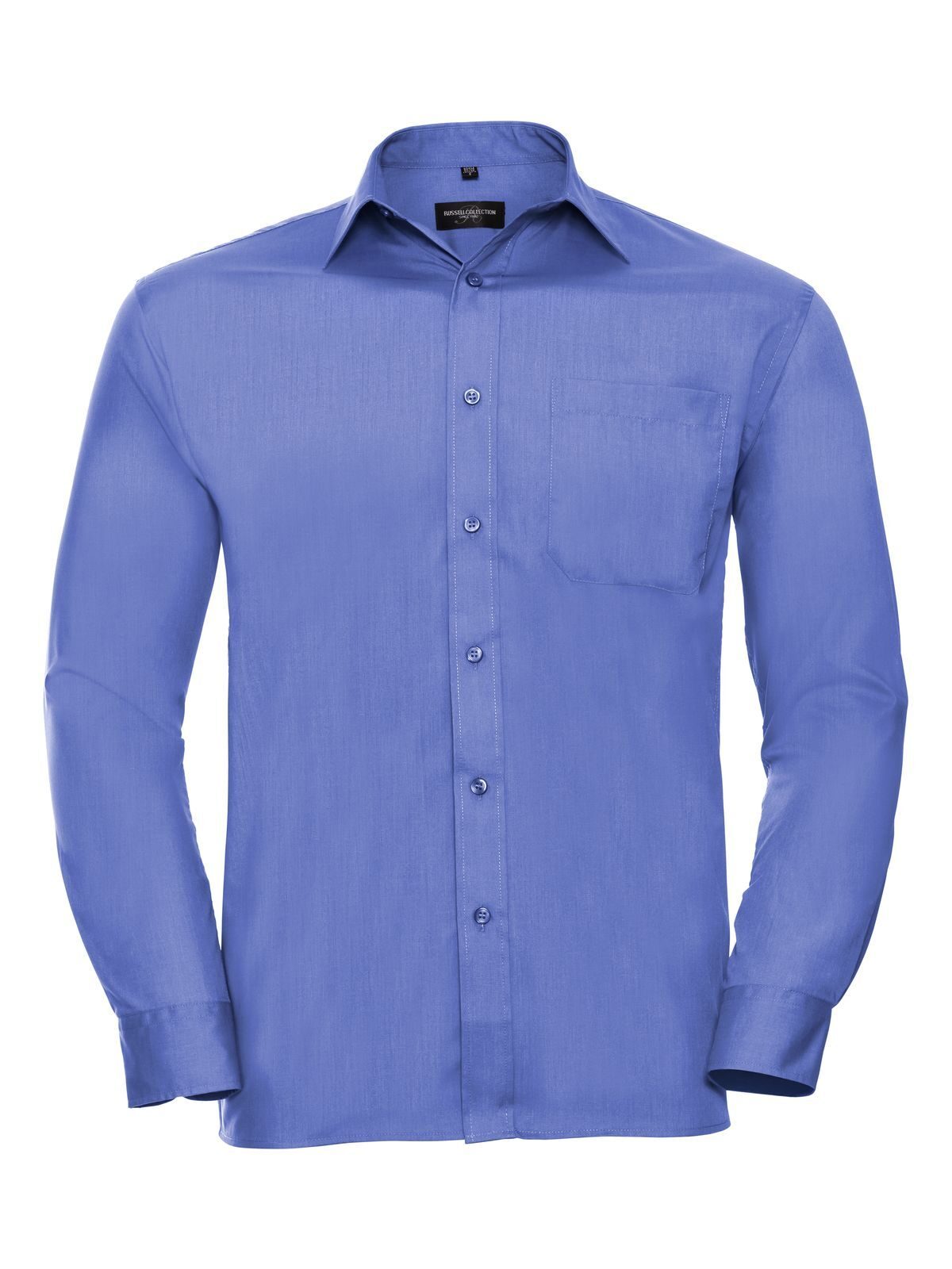 Camisa masculina clássica de manga comprida em algodão e poliéster. - CP - Azul Corporativo