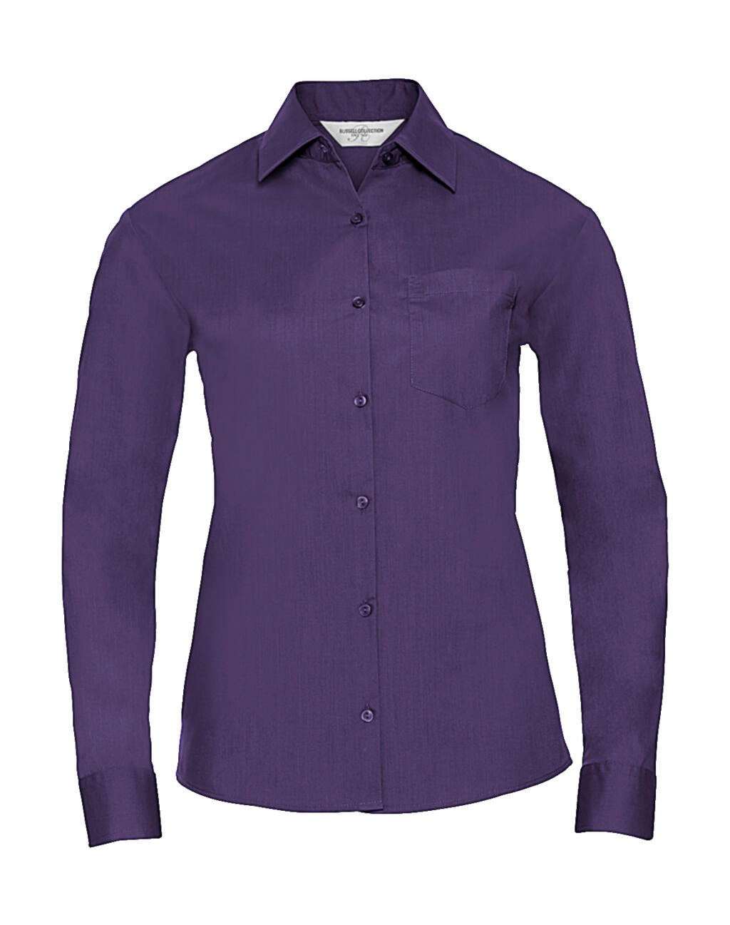 Camisa feminina clássica de manga comprida em algodão e poliéster. - PUR - Roxo