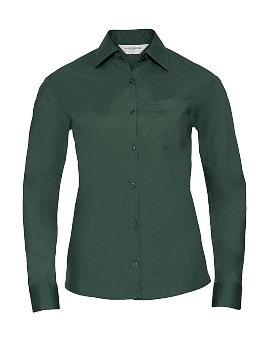 Camisa feminina clássica de manga comprida em algodão e poliéster. - 38 - Verde Garrafa