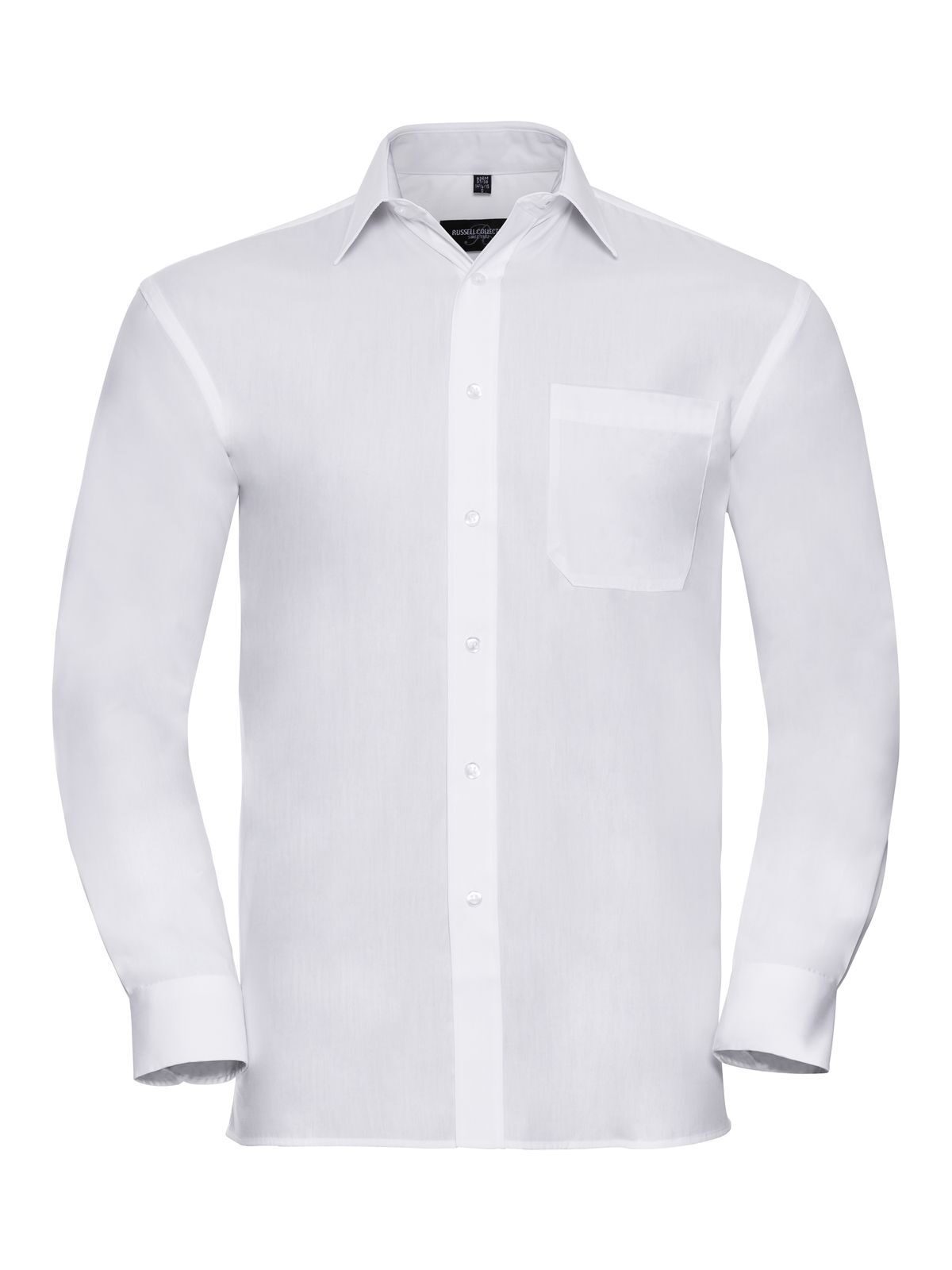Camisa masculina clássica de manga comprida em popeline de puro algodão. - 30 - Branco