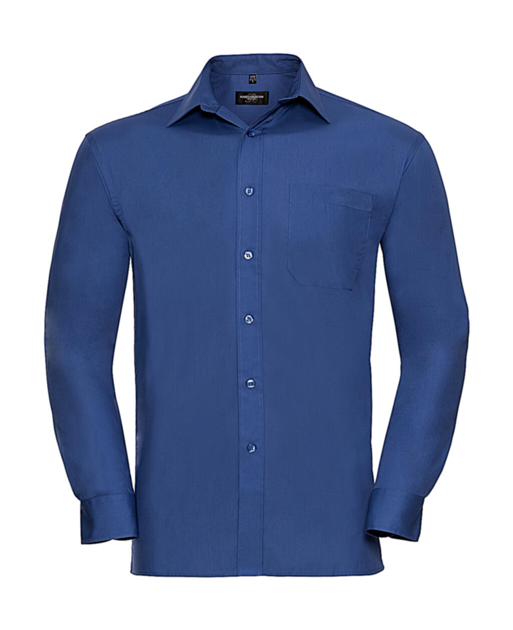 Camisa masculina clássica de manga comprida em popeline de puro algodão. - ZT - Azul Asteca