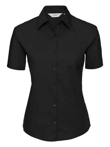 Camisa de popeline 100% algodão com mangas curtas. - 36 - Preto