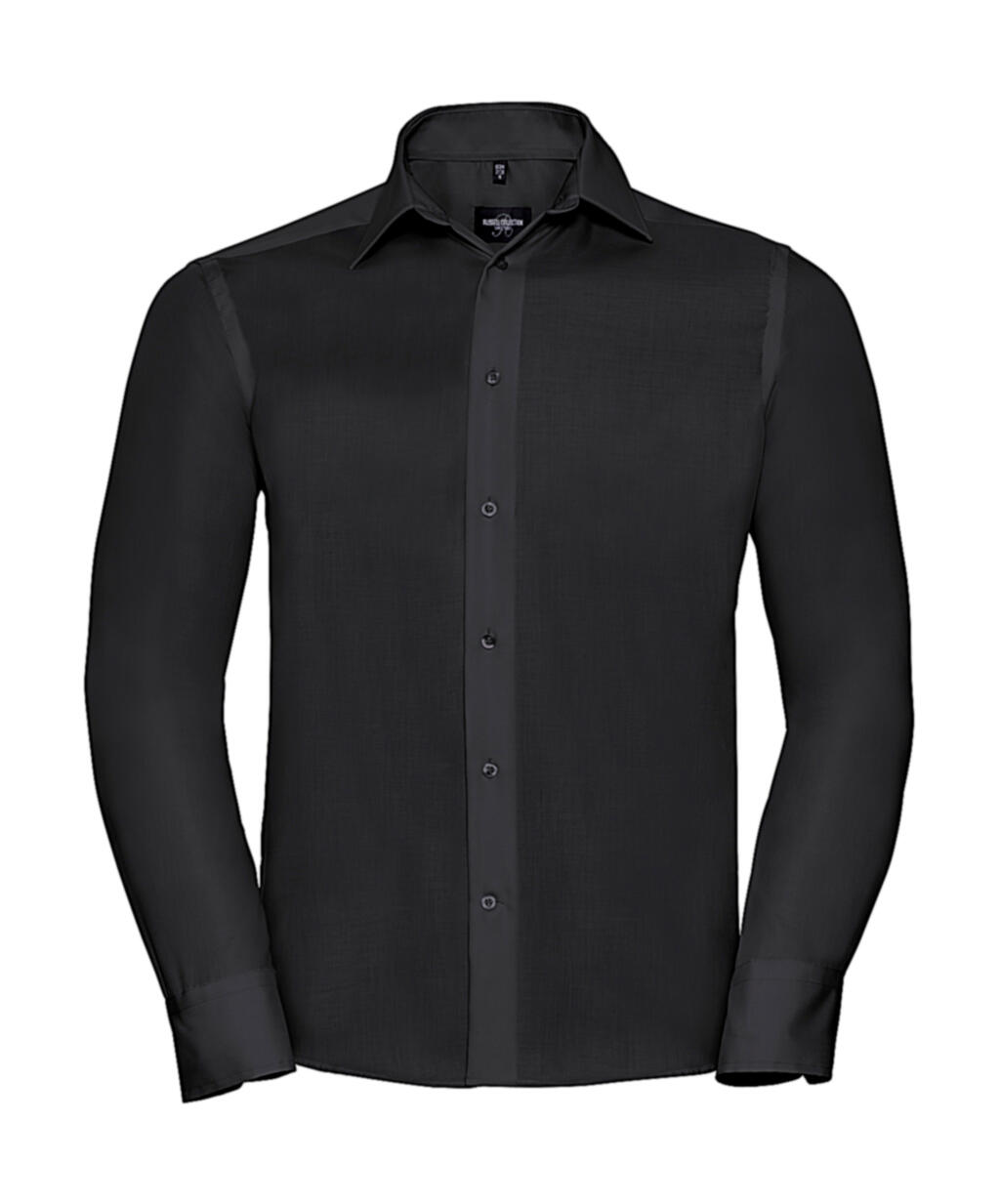 Camisa masculina de manga comprida, modelo sob medida, que não precisa ser passada. - 36 - Preto