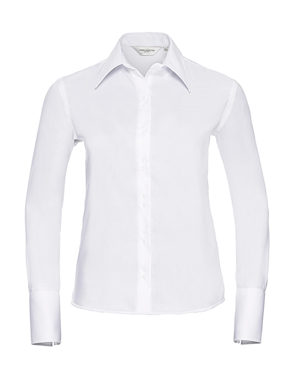 Camisa feminina de manga comprida, modelo sob medida, que não precisa passar. - 30 - Branco