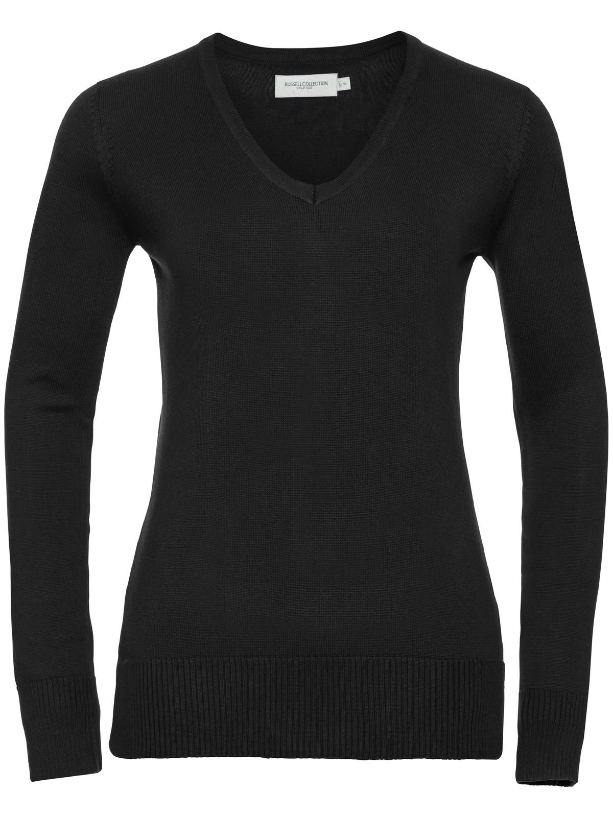 Suéter feminino de malha com decote em V - 36 - Preto