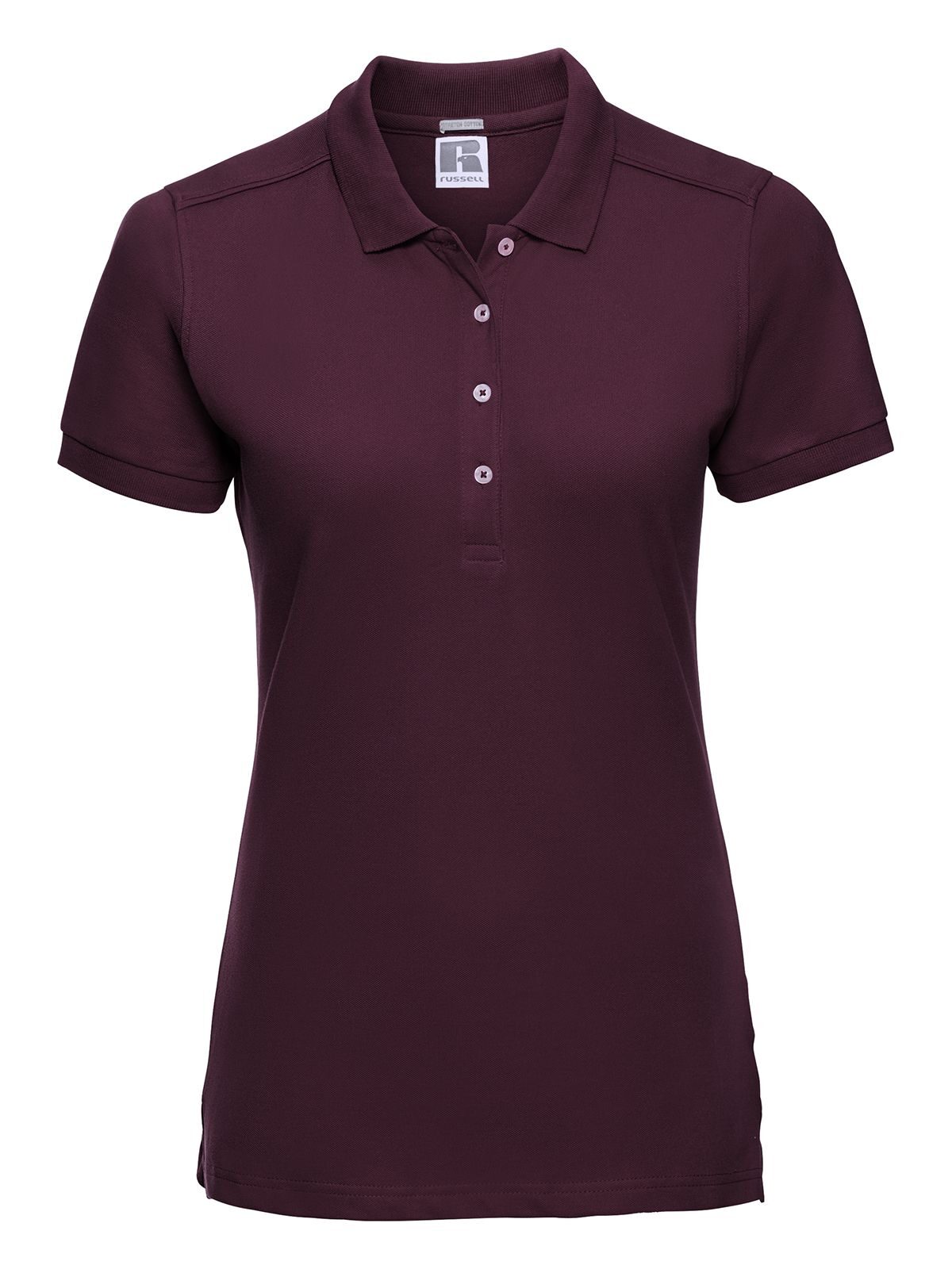Polo feminino ajustado e elástico - BUR - Borgonha